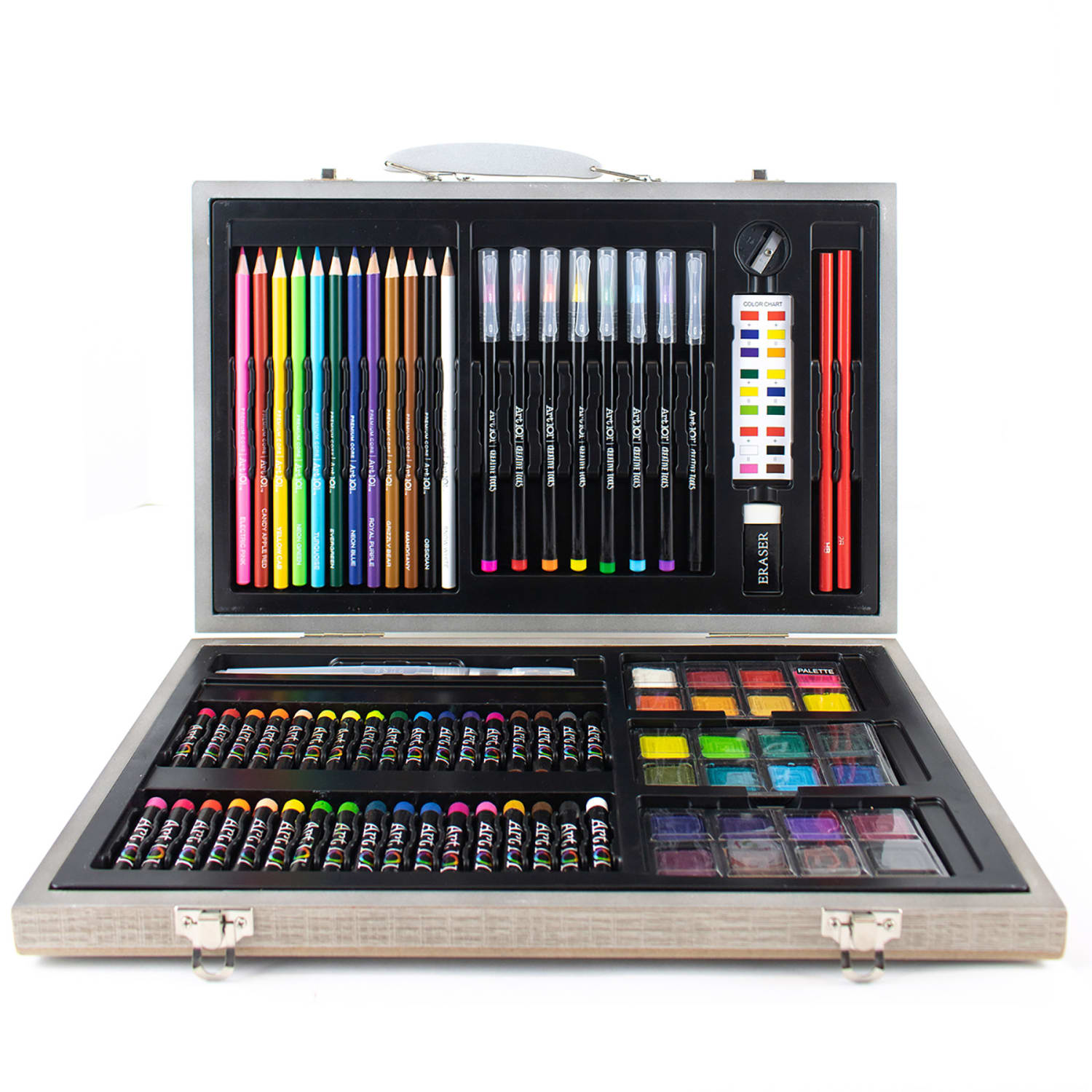 Art 101 Watercolor, Draw and Sketch 88-Piece Wood Art Set - Image 4