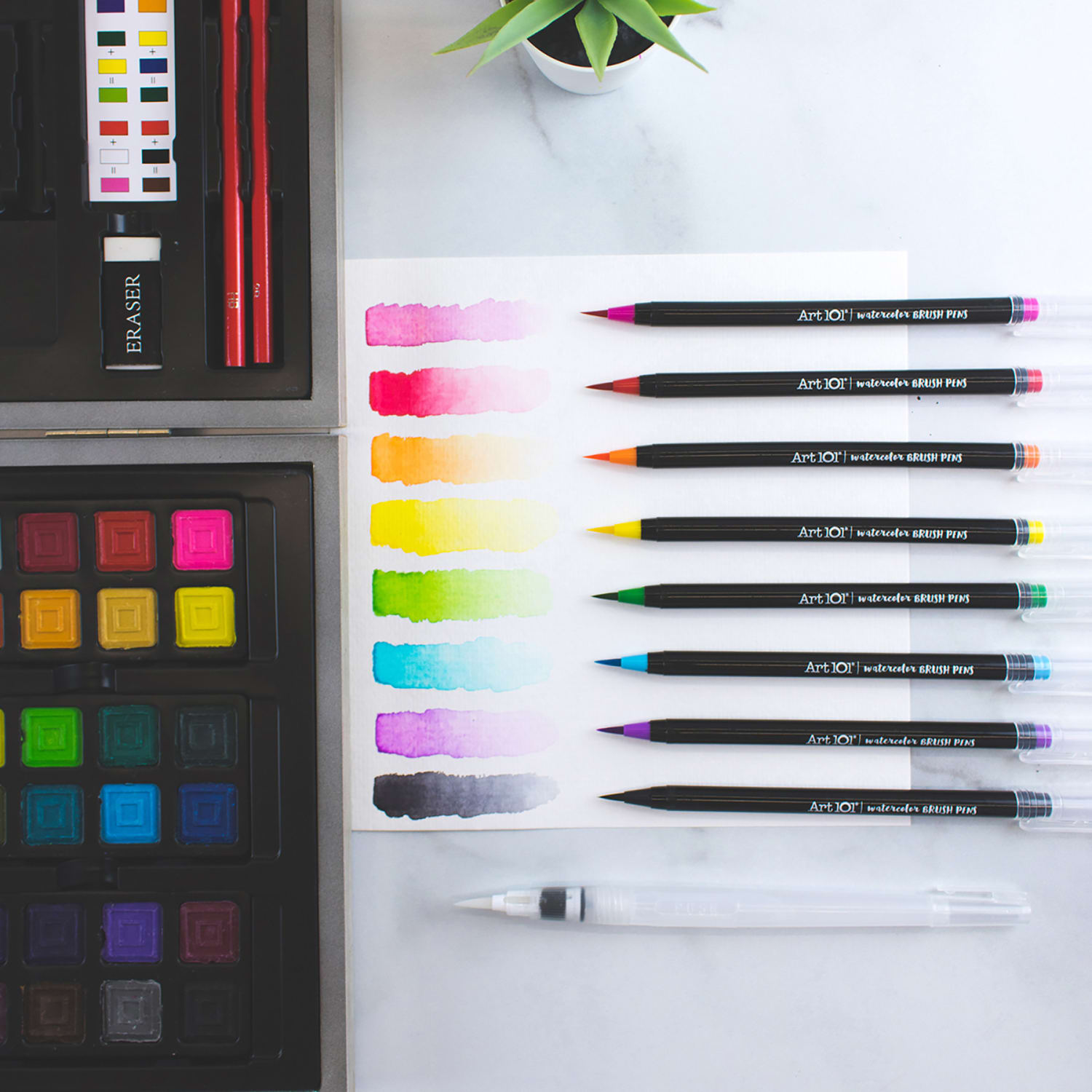 Art 101 Watercolor, Draw and Sketch 88-Piece Wood Art Set - Image 5