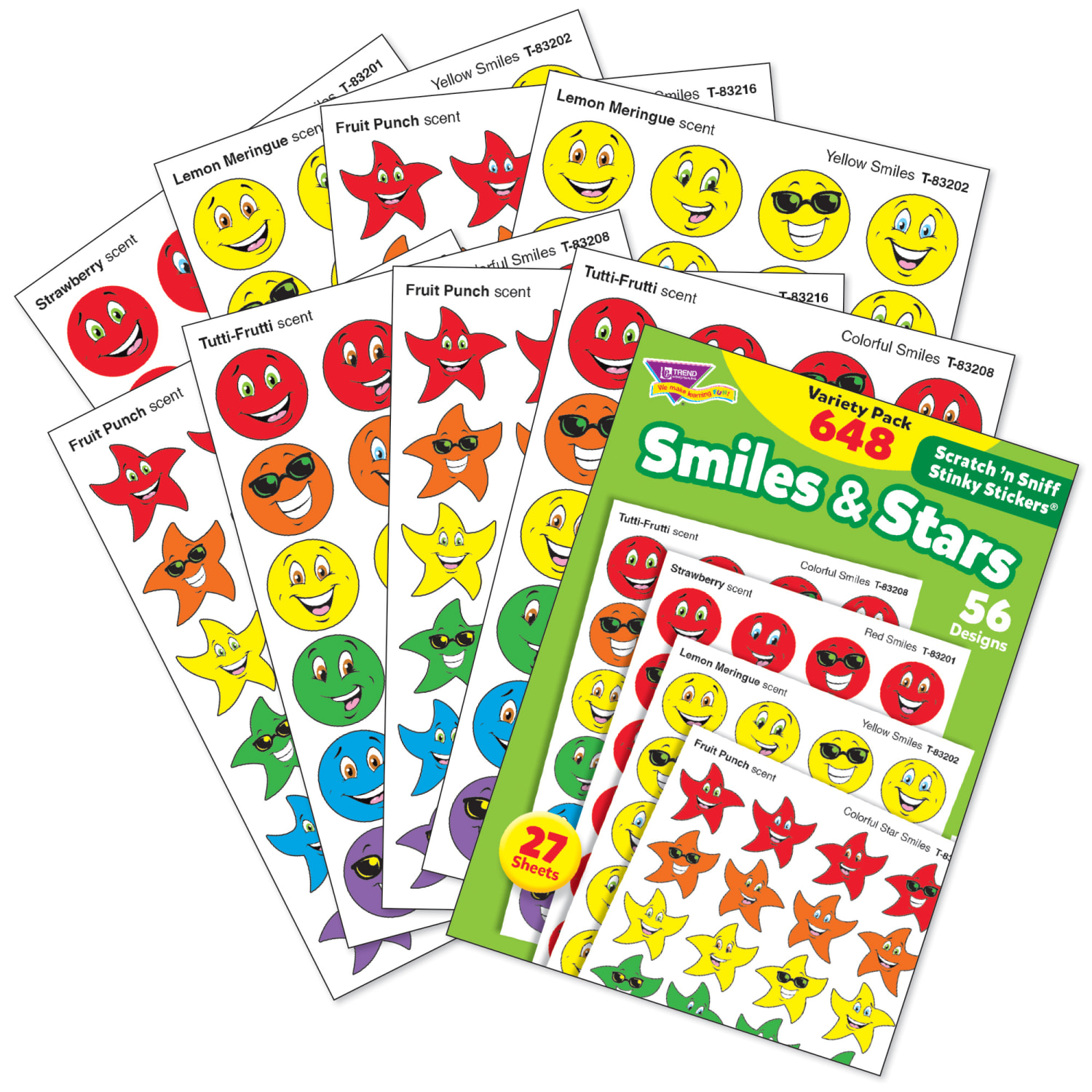Trend Stinky Stickers, Smiles & Stars, 648 Stickers Per Pack, Set Of 2 Packs - Image 3