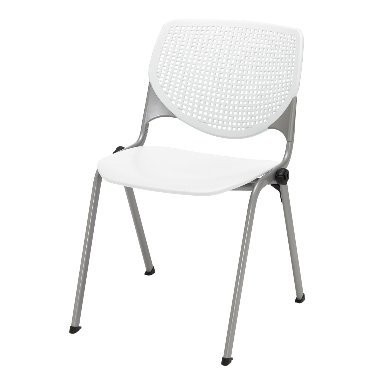 KFI Studios KOOL Stacking Chair, White/Silver
