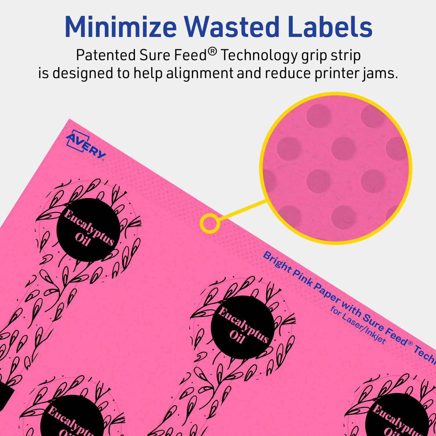 Avery Print-To-The-Edge Labels With Sure Feed Technology, 94116-BPP40, Lollipop, 1-1/2in x 4in, Matte Bright Pink, Pack of 320 - Image 5
