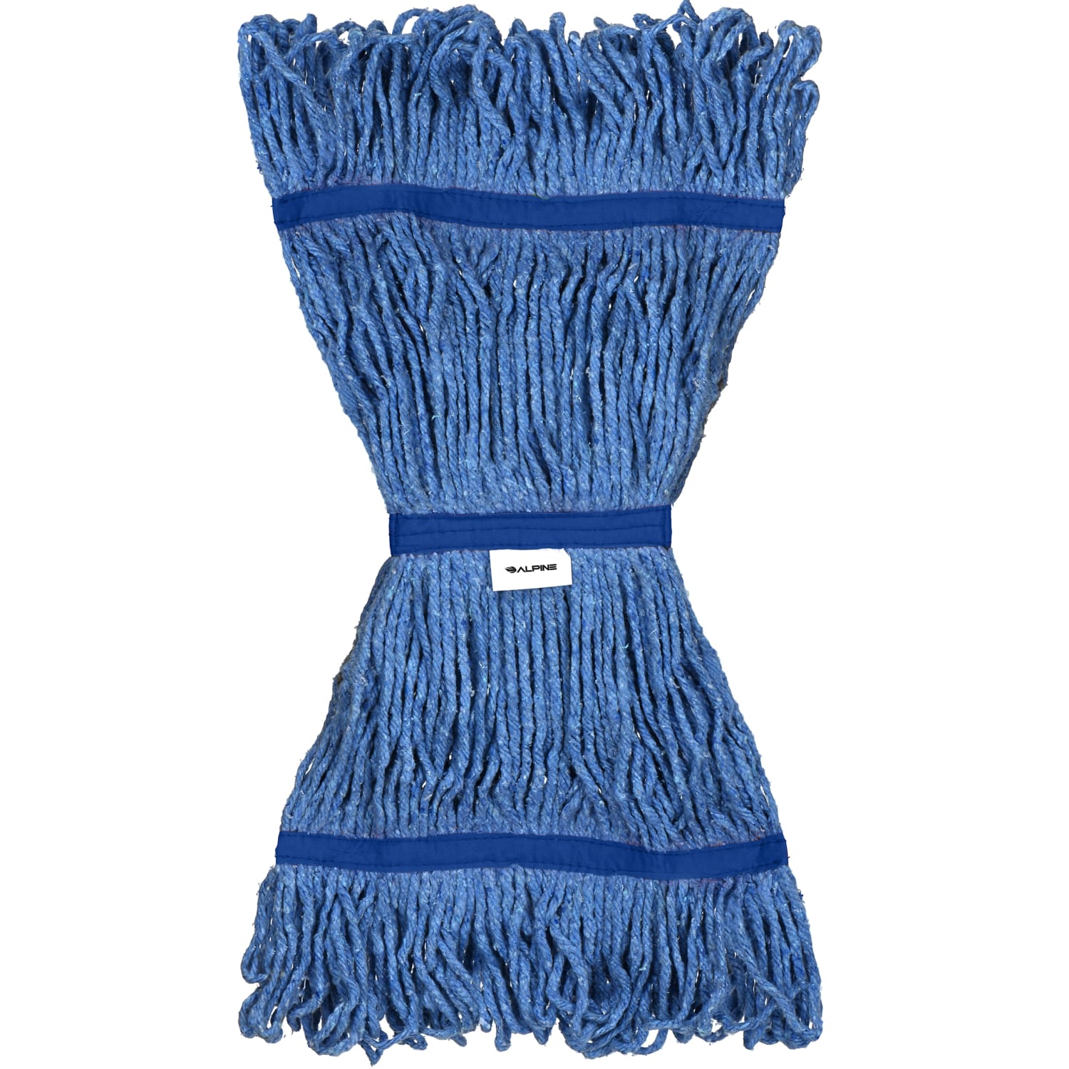 Alpine Industries Cotton Loop-End Mop Heads With 1in Head And Tail Bands, 32 Oz, Blue, Set Of 12 Heads - Image 4
