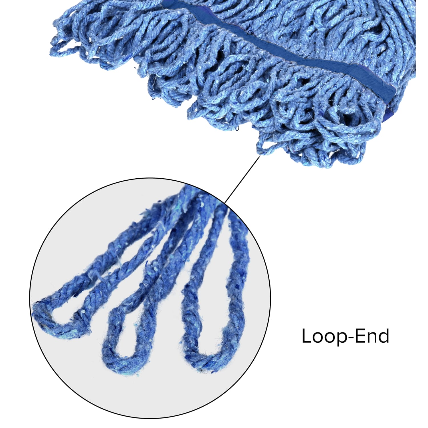 Alpine Industries Cotton Loop-End Mop Heads With 1in Head And Tail Bands, 32 Oz, Blue, Set Of 12 Heads - Image 6