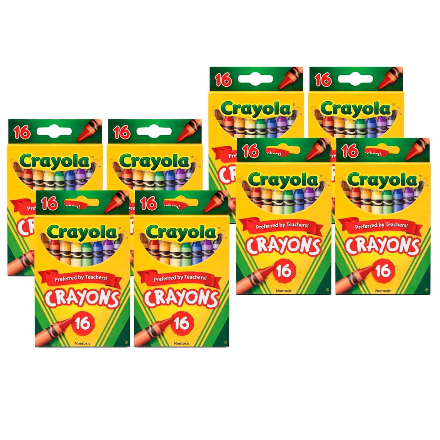 Crayola Crayons, Regular Size, Assorted Colors, 16 Crayons Per Box, Set Of 8 Boxes