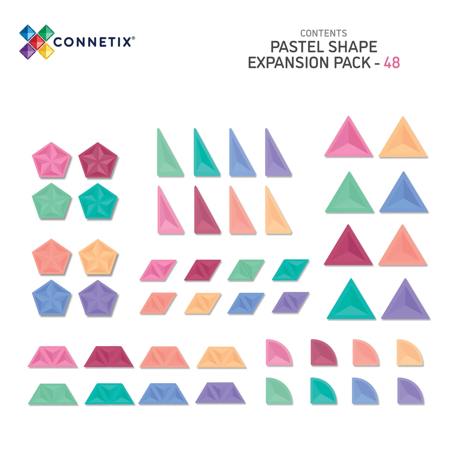 Connetix Magnetic Tiles Pastel Shape Expansion Pack, 48 Pieces - Image 3