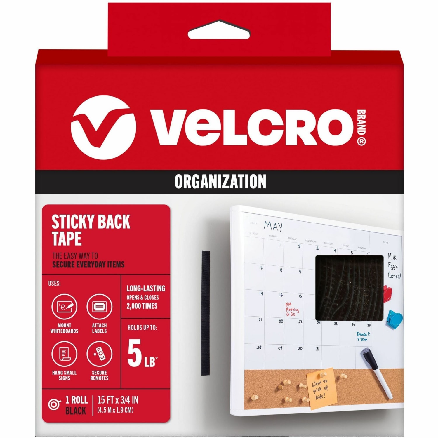 VELCRO Brand STICKY BACK Fasteners, 3/4in x 15ft, Black - Image 6