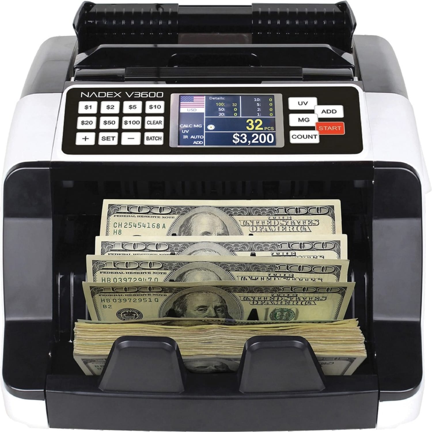 Nadex Coins V3600 Single Denomination Value Display Bill Counter - Counts 1000 bills/min - Image 4