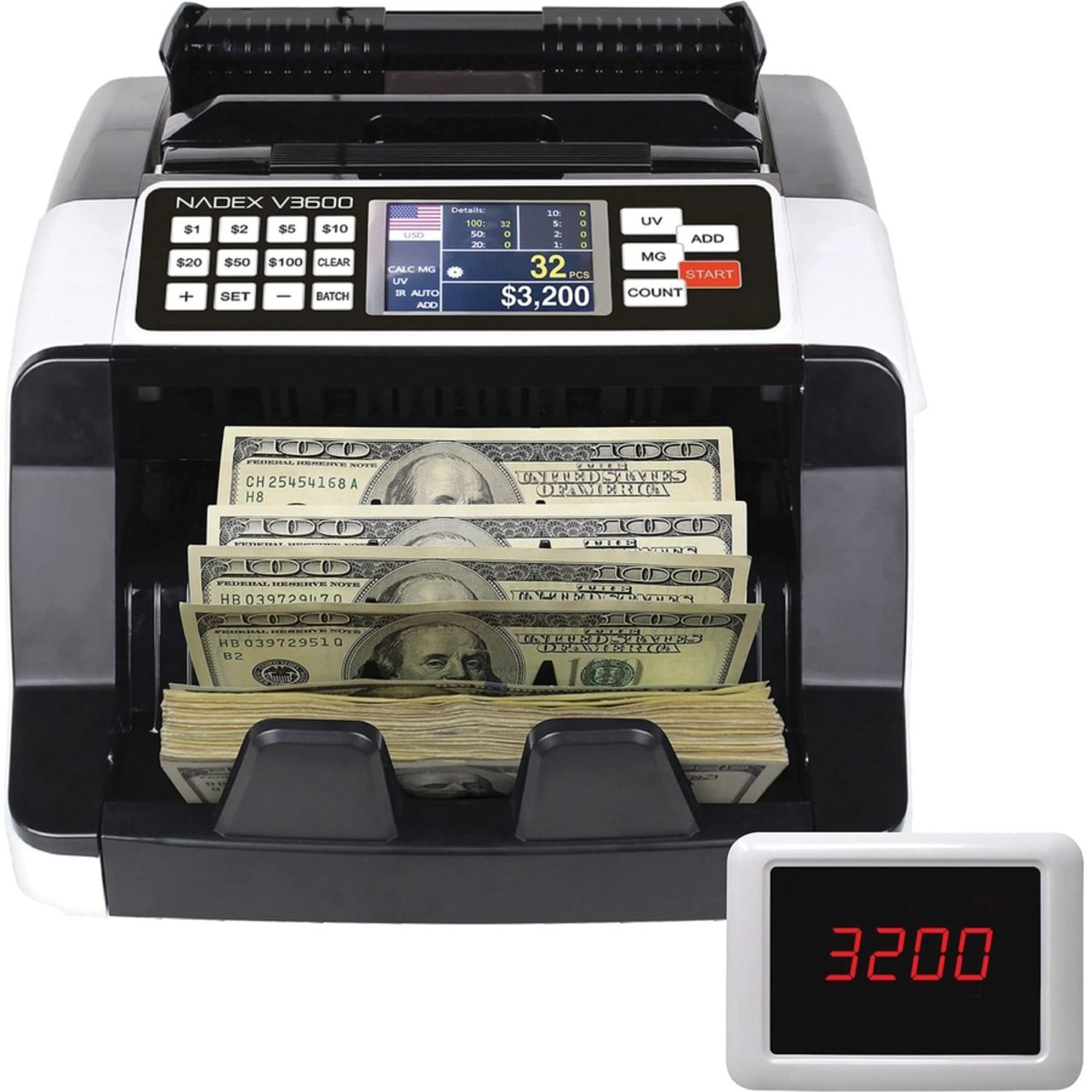 Nadex Coins V3600 Single Denomination Value Display Bill Counter - Counts 1000 bills/min - Image 5