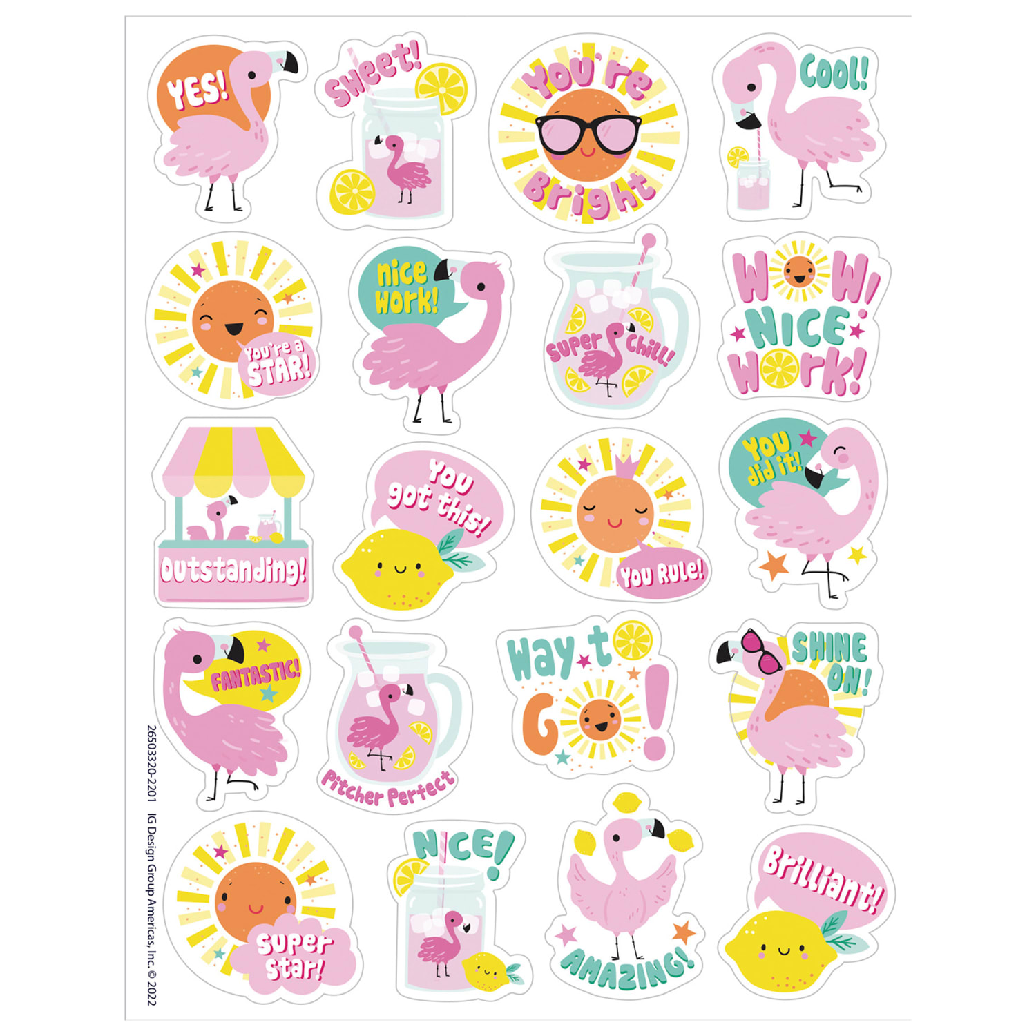 Eureka Scented Stickers, Medium, Flamingo Strawberry Lemonade, 80 Stickers Per Pack, Bundle Of 6 Packs - Image 3