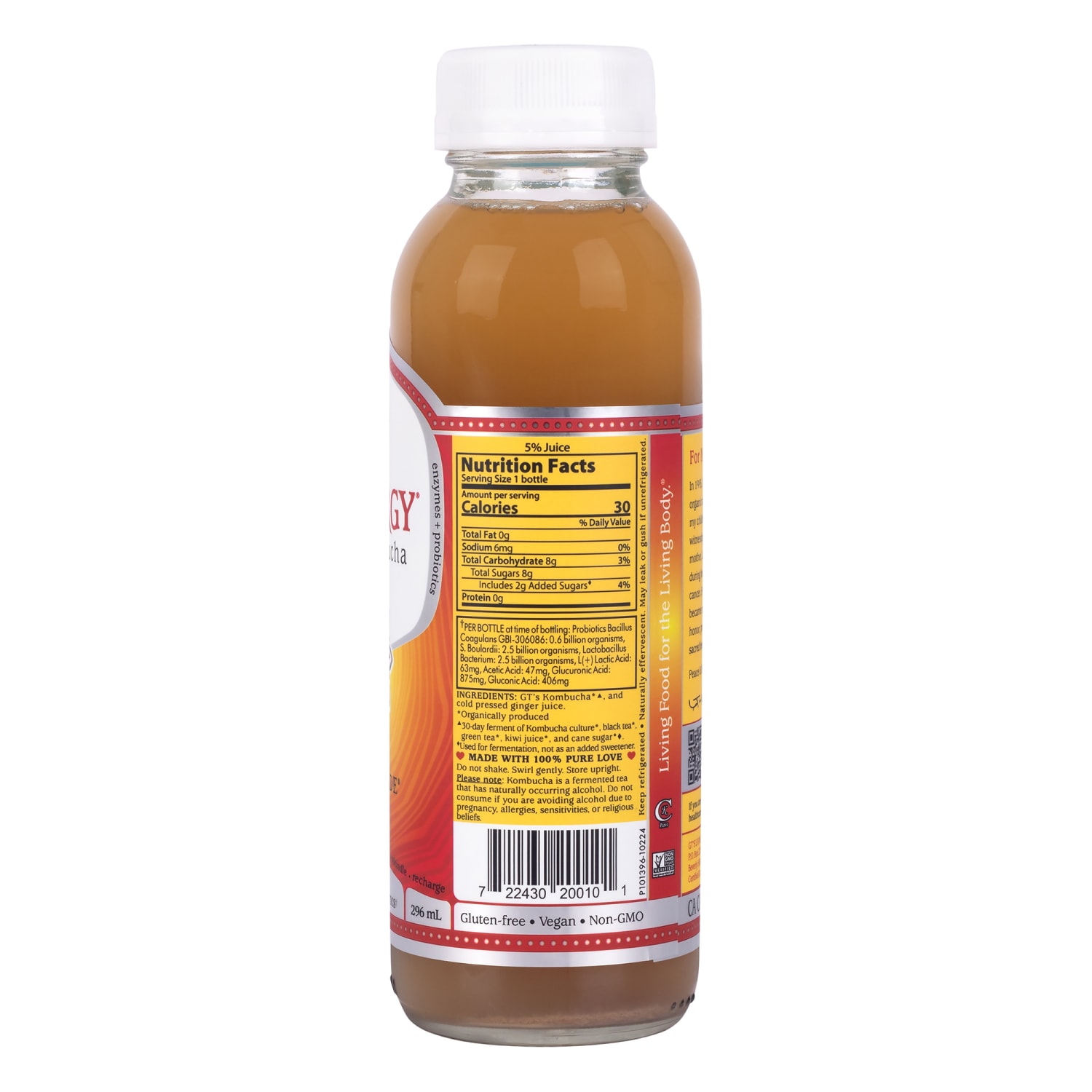 GT Synergy Organic Gingerade Kombucha, 10 Fl oz, Pack Of 12 Drinks - Image 4
