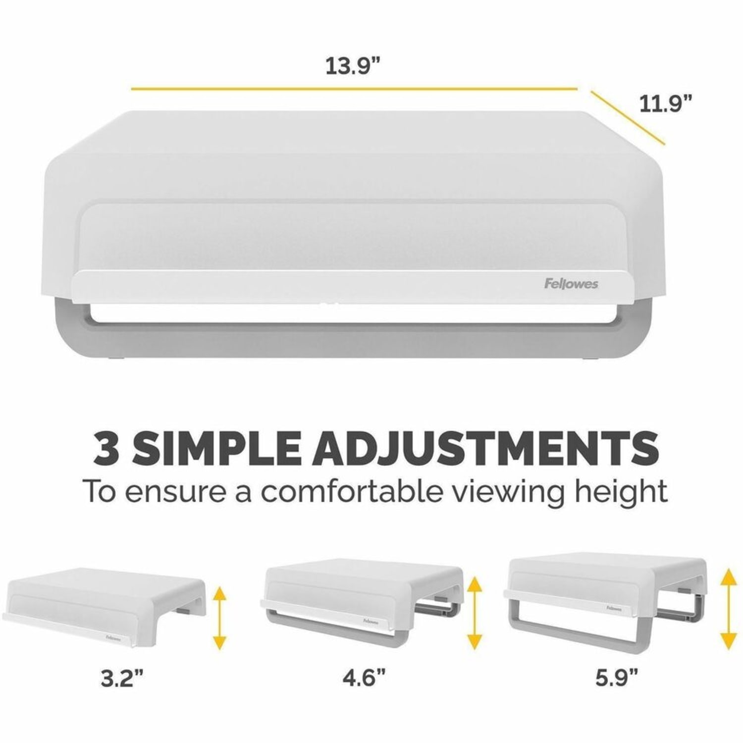 Fellowes Breyta Monitor Stand - White - White - For Monitor - Image 5