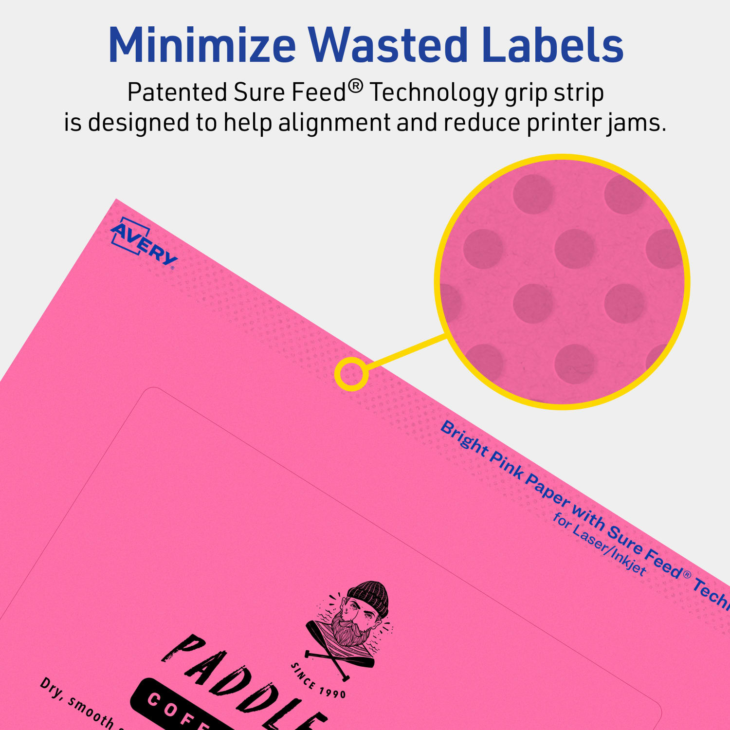 Avery Print-To-The-Edge Labels With Sure Feed Technology, 94278-BPP20, Rectangle, 4in x 6in, Matte Bright Pink, Pack of 40 - Image 5