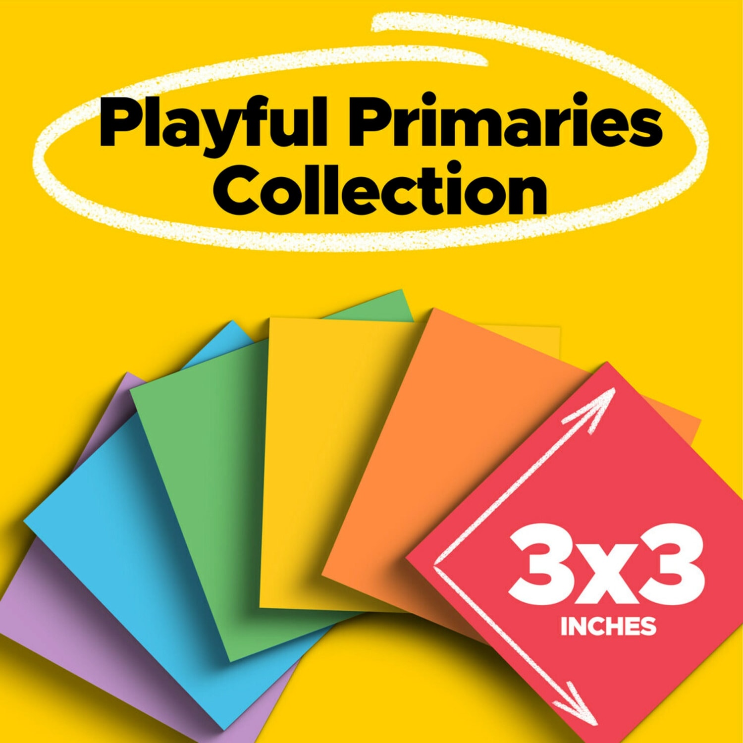 Post-it Super Sticky Notes, 3 in x 3 in, 12 Pads, 90 Sheets/Pad, 2x the Sticking Power, Playful Primaries Collection - Image 3