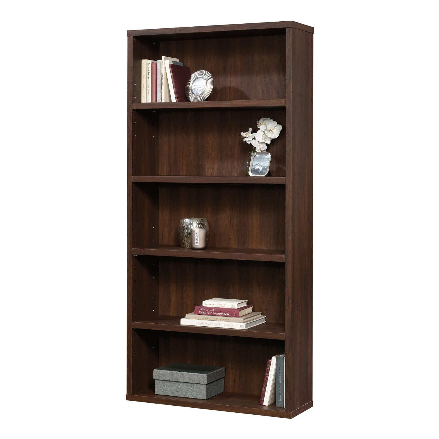 Sauder Optimum 73-1/2inH 5-Shelf Bookcase, Spiced Mahogany - Image 4