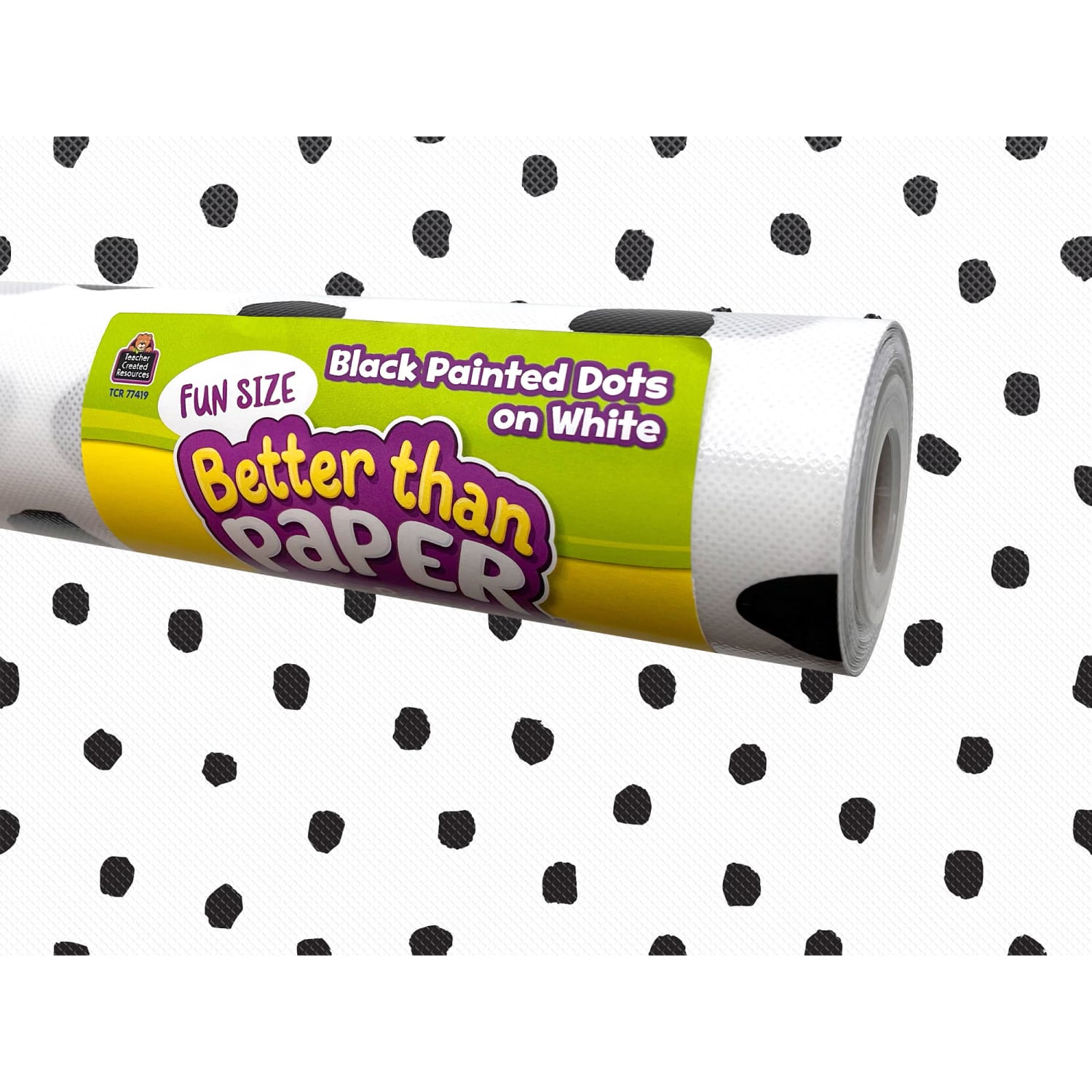 Teacher Created Resources Fun-Size Better Than Paper Bulletin Board Rolls, 18in x 12ft, Black Painted Dots On White, Pack Of 2 Rolls - Image 3