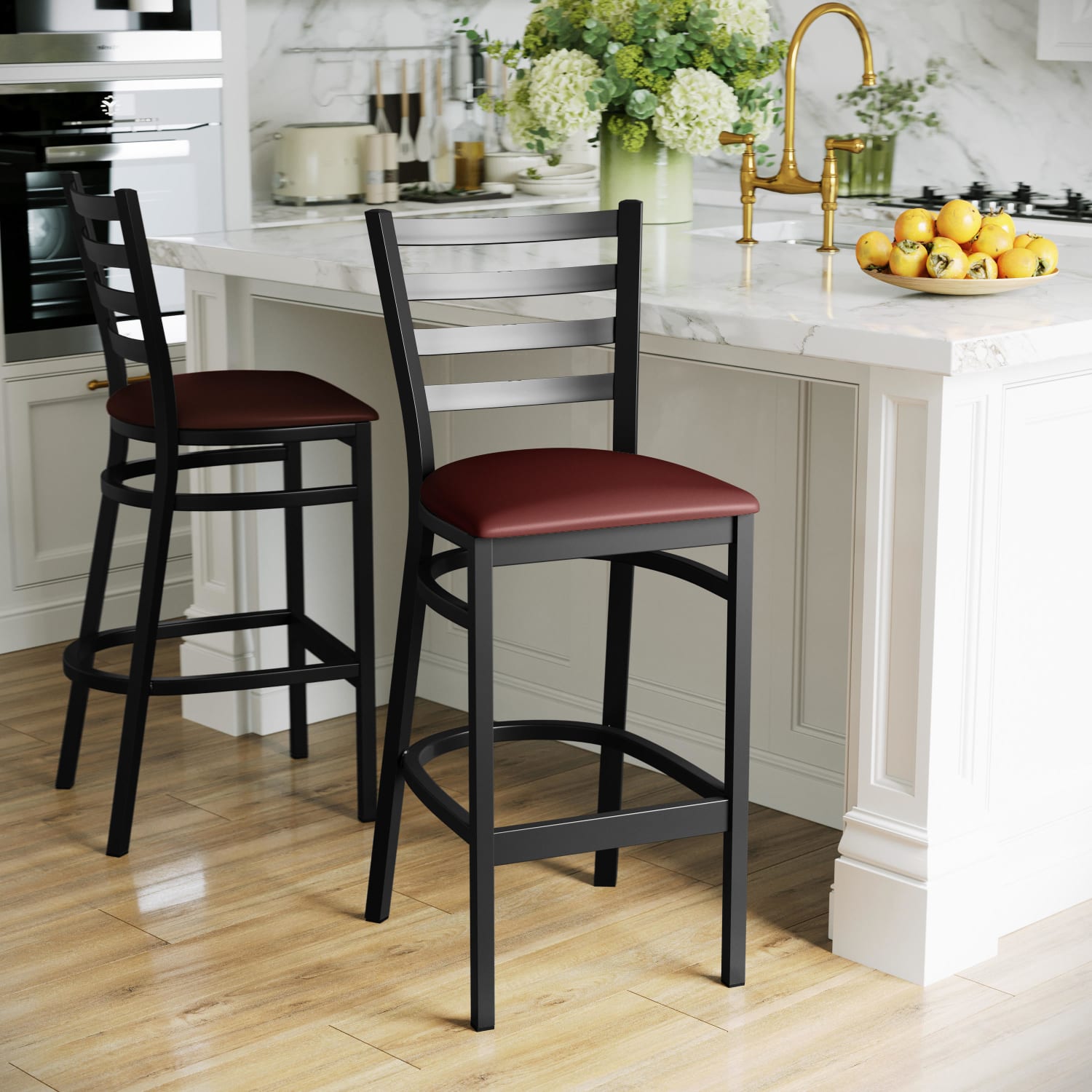 Flash Furniture Ladder-Back Restaurant Bar Stool, Burgundy/Black - Image 5