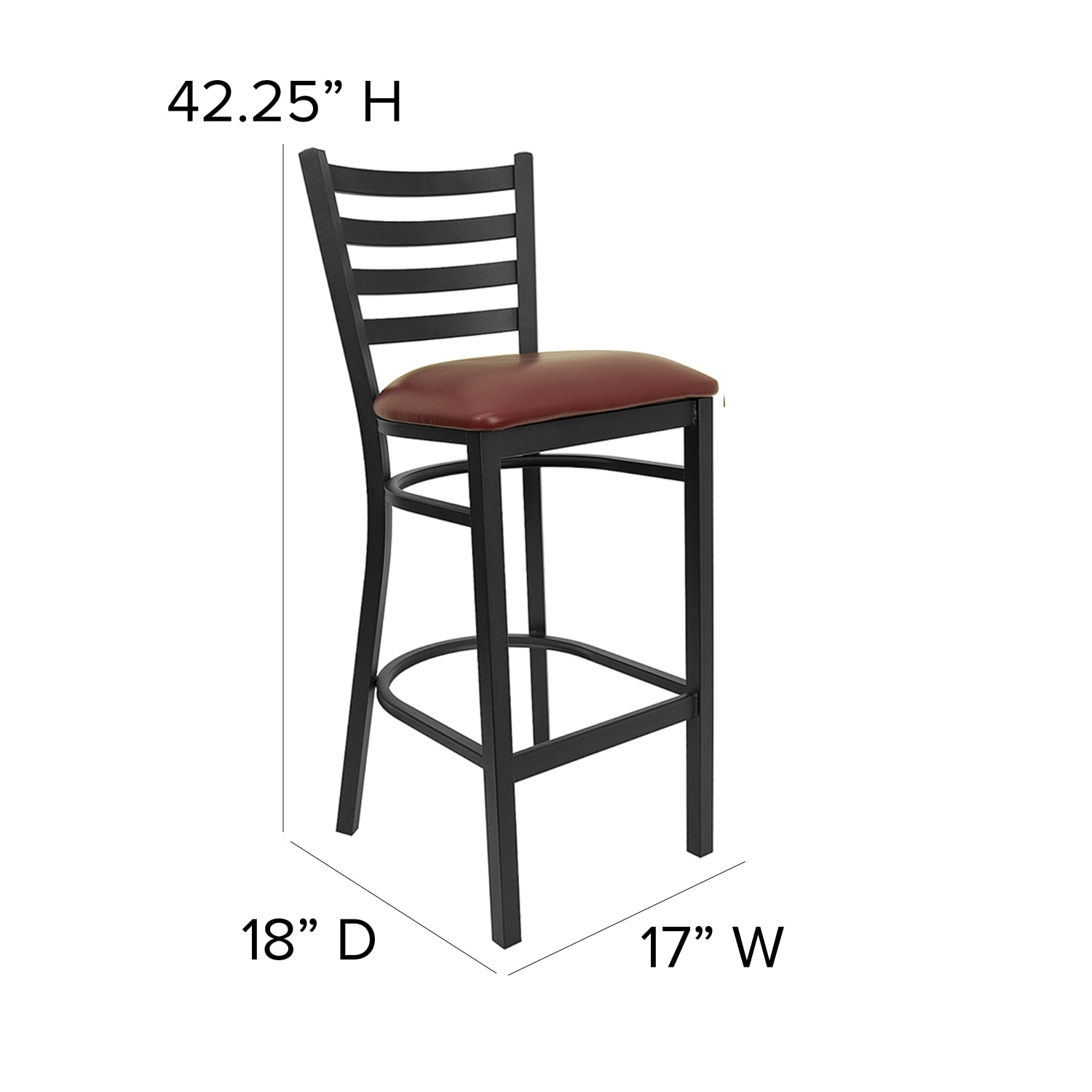 Flash Furniture Ladder-Back Restaurant Bar Stool, Burgundy/Black - Image 6