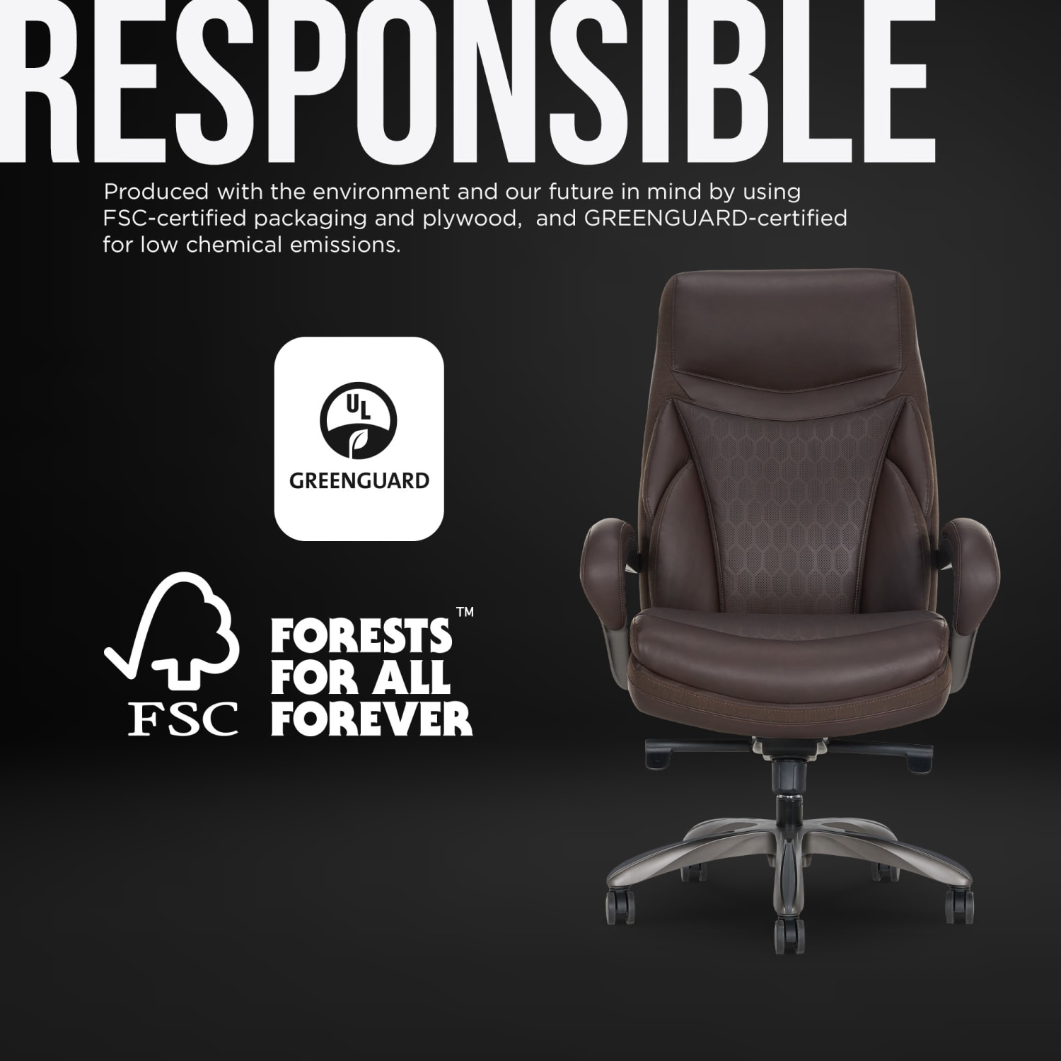 Shaquille O Neal Maximos Big  Tall Ergonomic Vegan Leather High Back Executive Office Chair Dark BrownSilver BIFMA Compliant PopularChairscom
