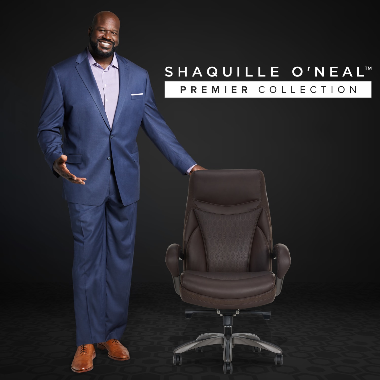Shaquille O Neal Maximos Big  Tall Ergonomic Vegan Leather High Back Executive Office Chair Dark BrownSilver BIFMA Compliant PopularChairscom