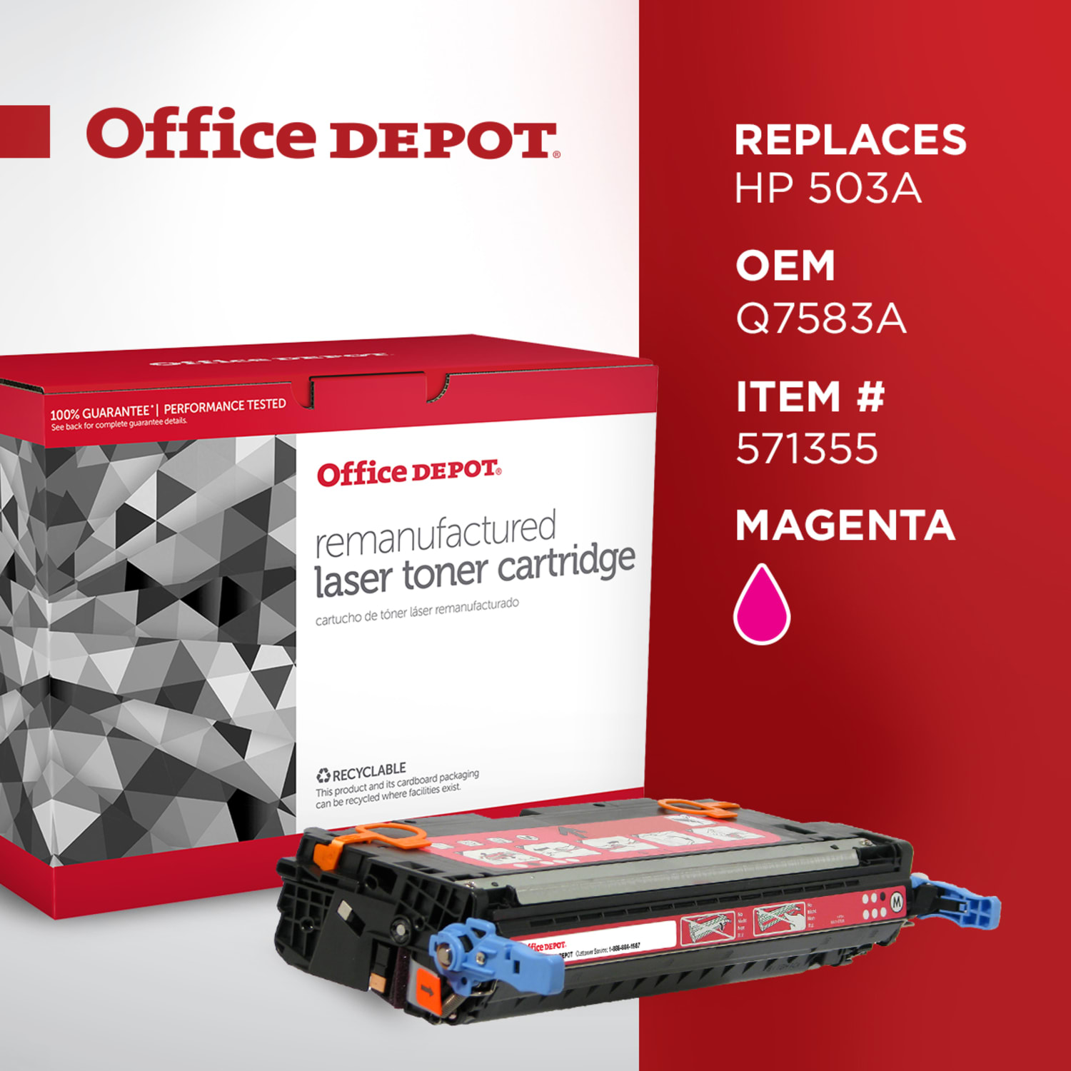Office Depot Remanufactured Magenta Toner Cartridge Replacement For HP 503A, OD3800M - Image 6