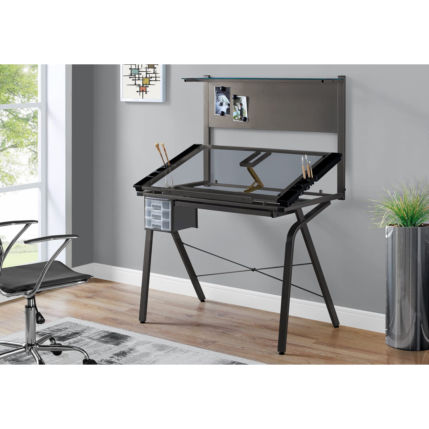 Monarch Specialties Adjustable Drafting Table, Rectangular, Black - Image 3