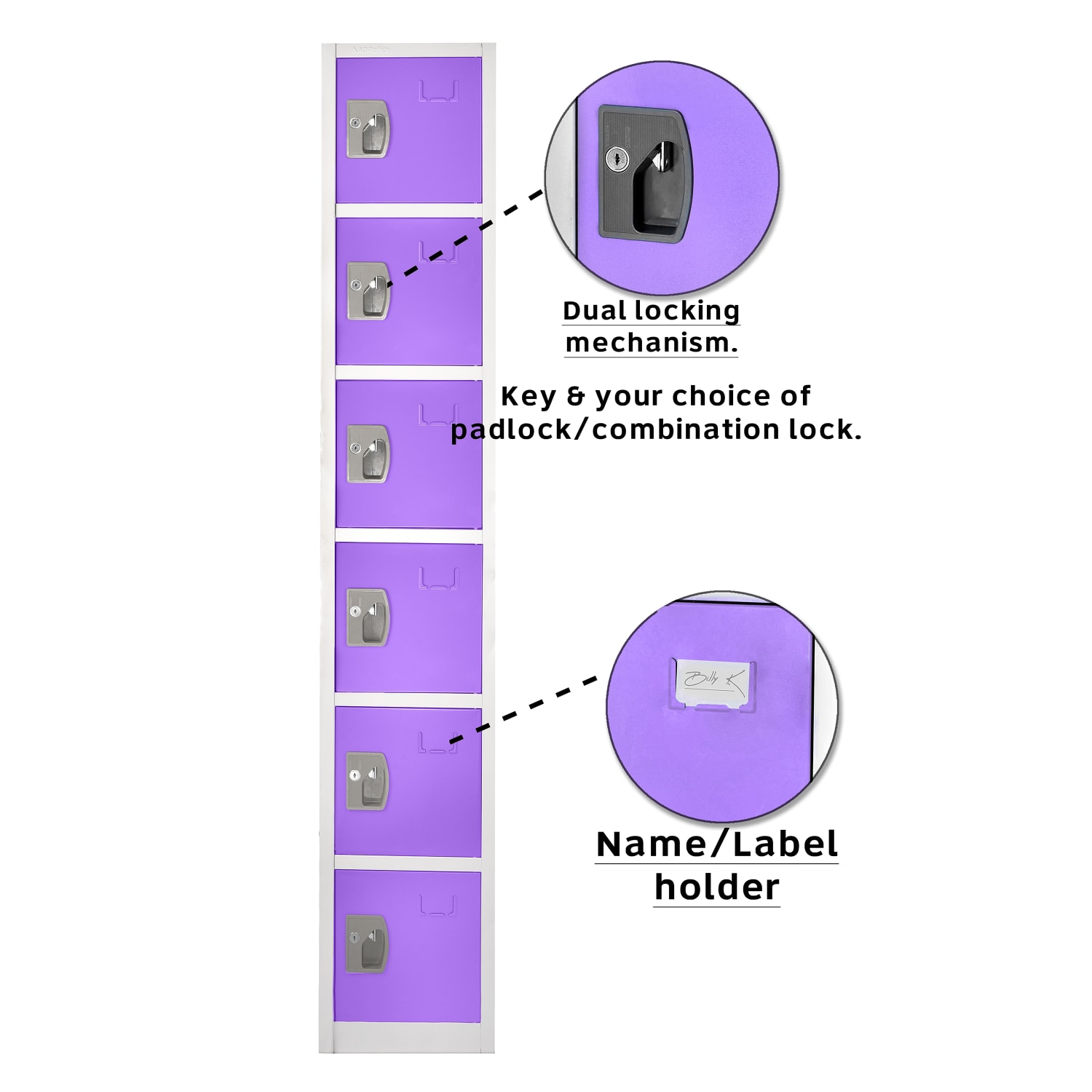 Alpine 6-Tier Steel Lockers, 72inH x 12inW x 12inD, Purple, Pack Of 4 Lockers - Image 5