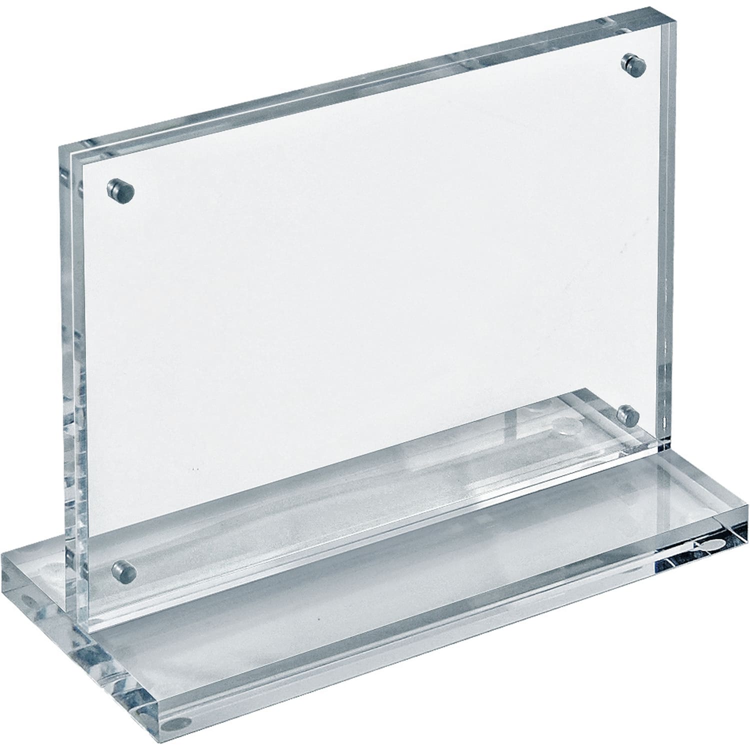 Azar Displays Acrylic Horizontal Slim Deluxe Block Frame, 7inW x 5inH x 3inD, Clear