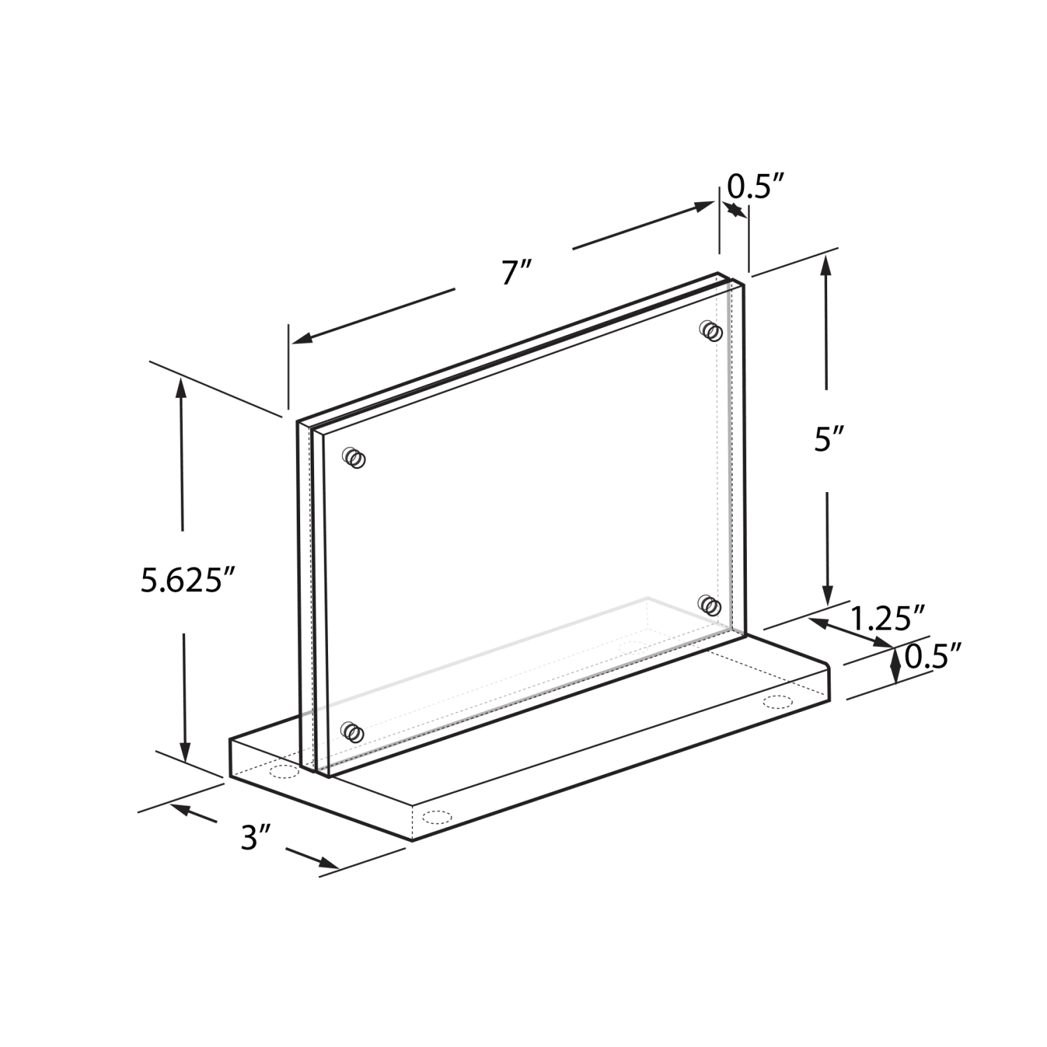 Azar Displays Acrylic Horizontal Slim Deluxe Block Frame, 7inW x 5inH, Clear - Image 3