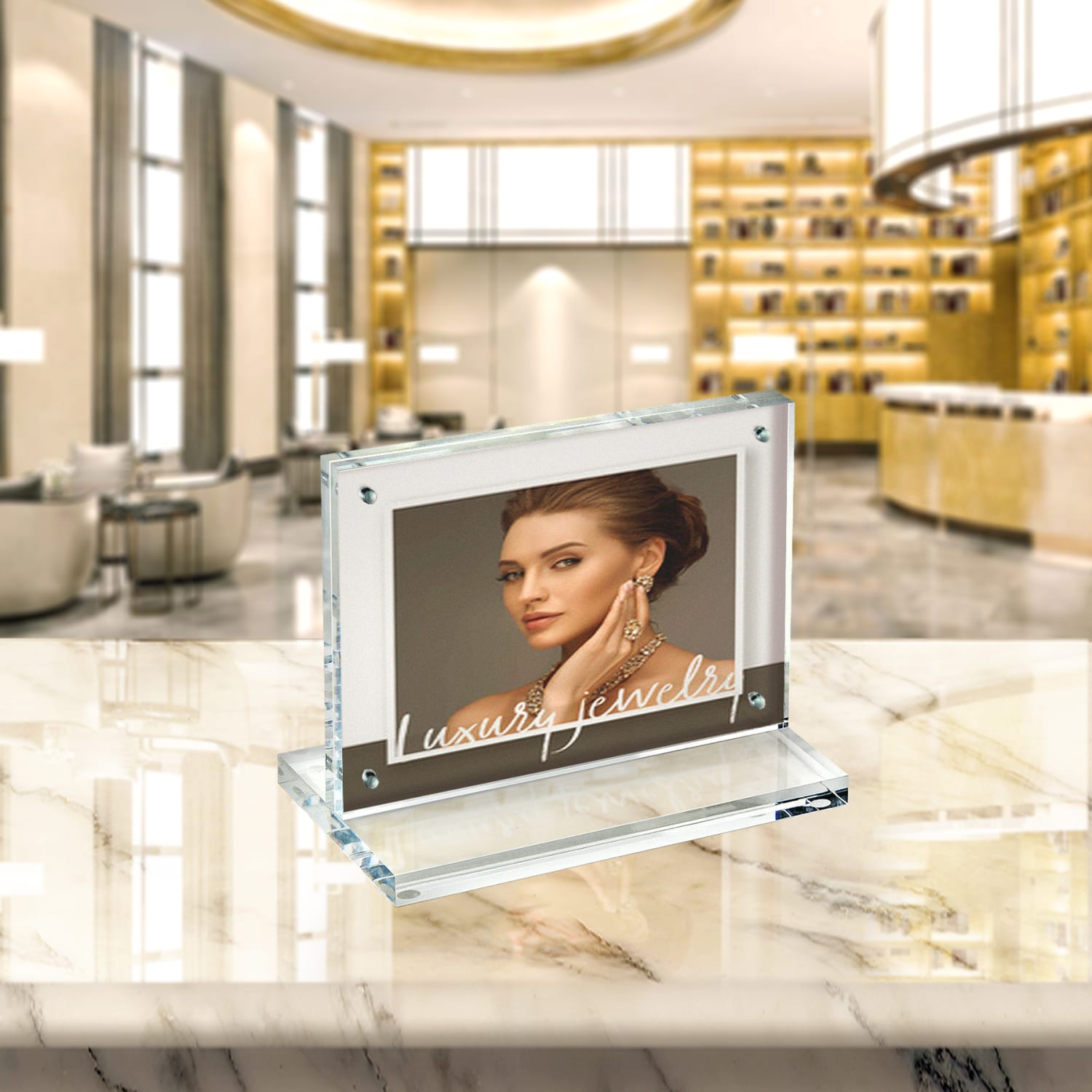 Azar Displays Acrylic Horizontal Slim Deluxe Block Frame, 7inW x 5inH, Clear - Image 4