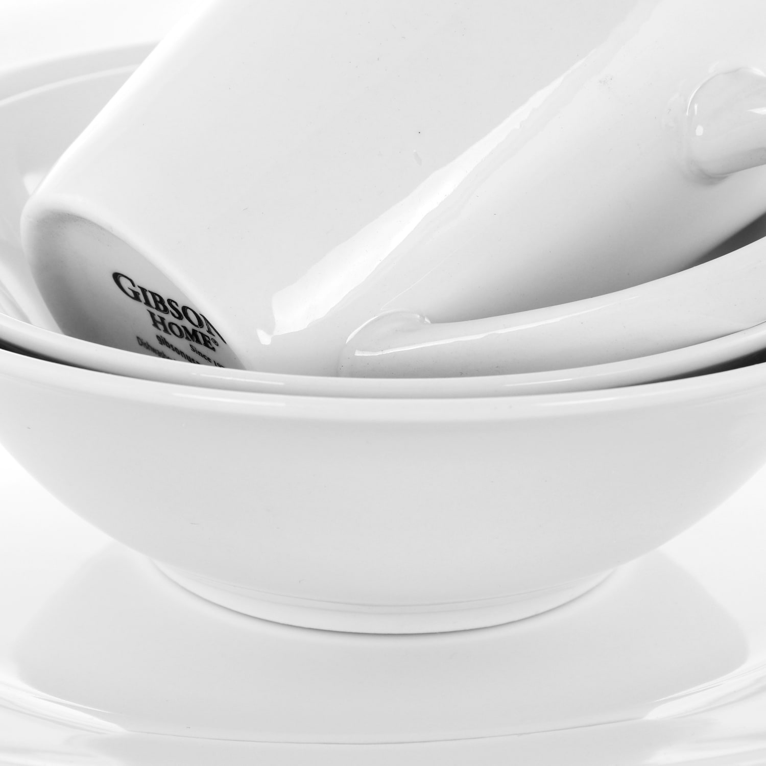 Gibson Home Noble Court 16-Piece Ceramic Dinnerware Set, White - Image 6