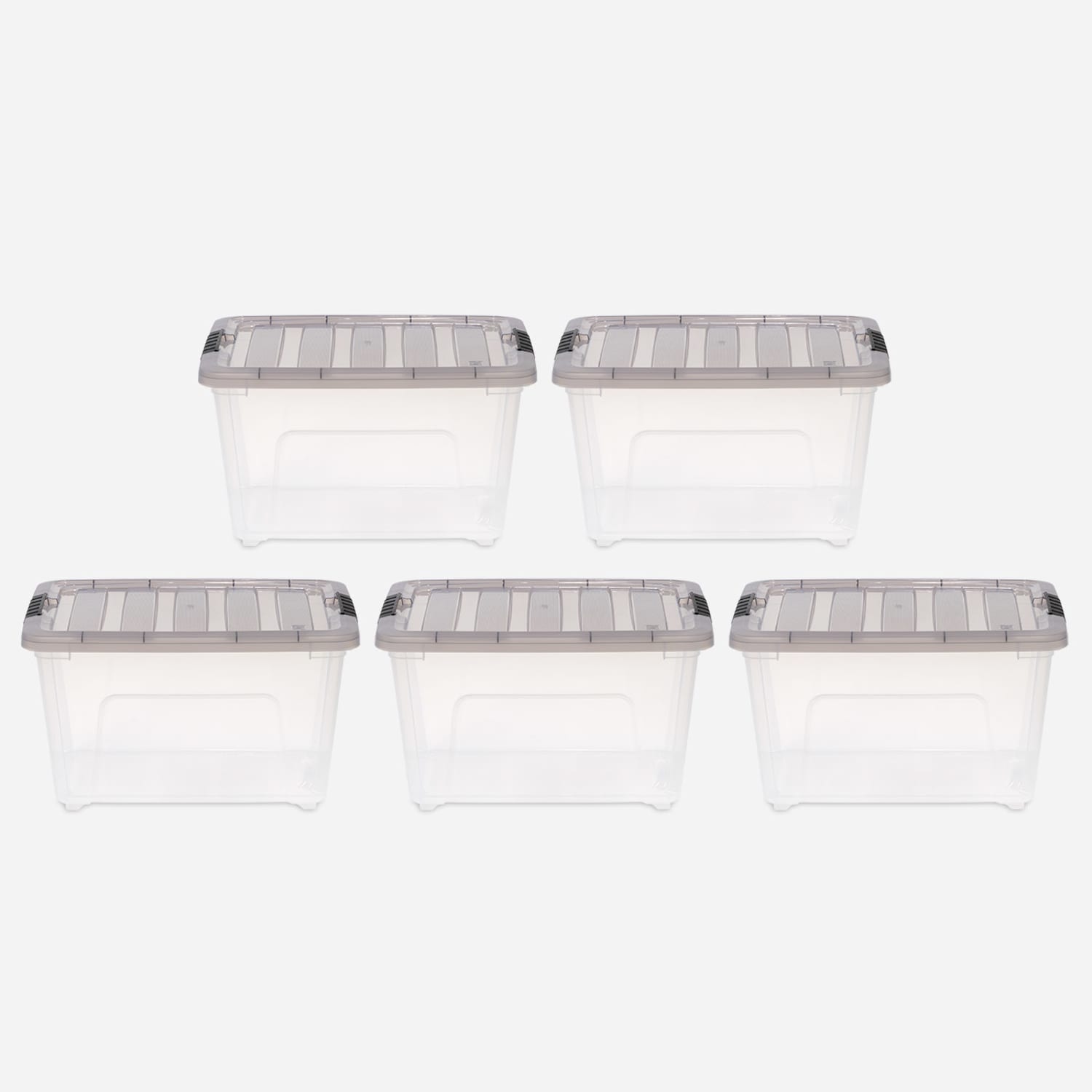 Iris Stack & Pull Storage Boxes, 8 Gallon, Clear/Gray, Set Of 5 Boxes - Image 3