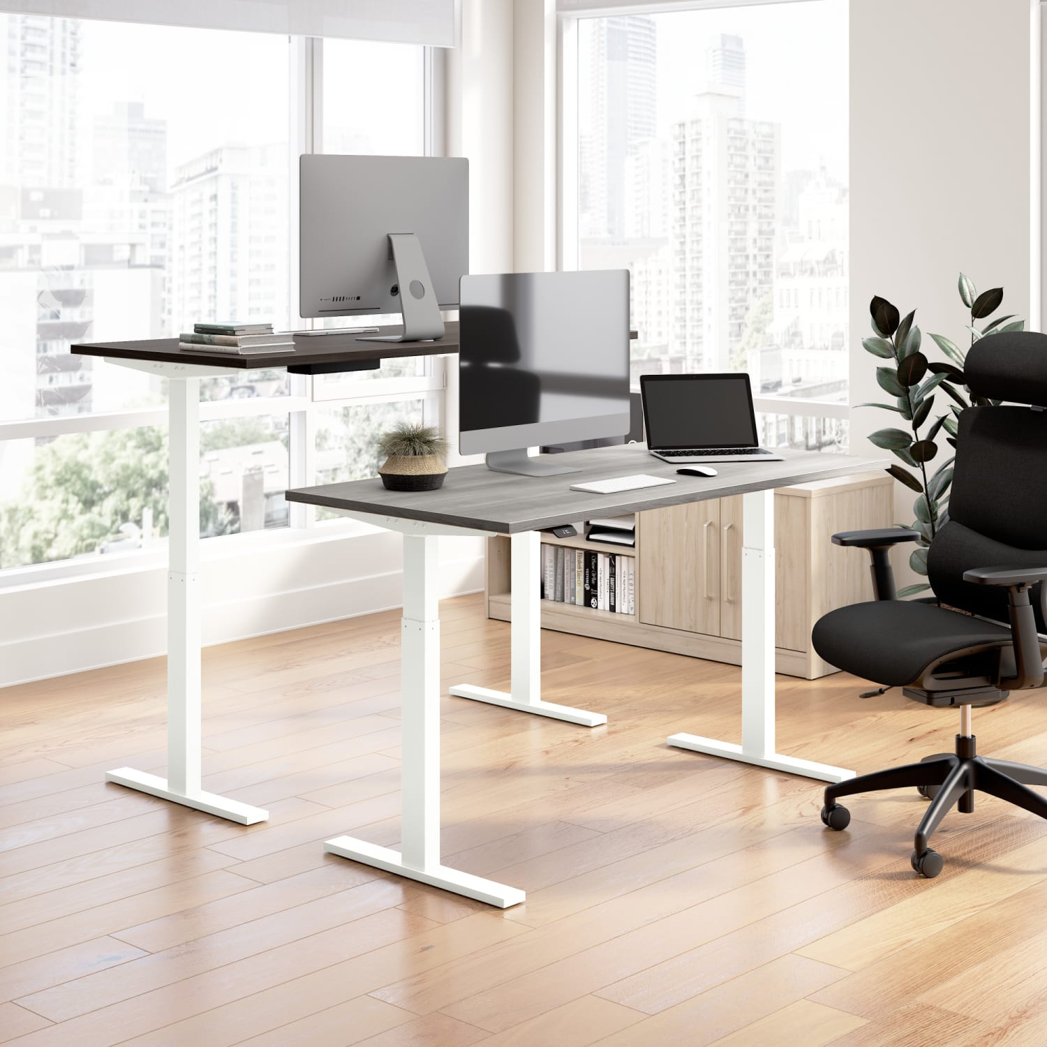 Bush Business Furniture Move 60 Series 72inW x 30inD Electric Height Adjustable Standing Desk, Storm Gray/White Powder Coat, Standard Delivery - Image 3