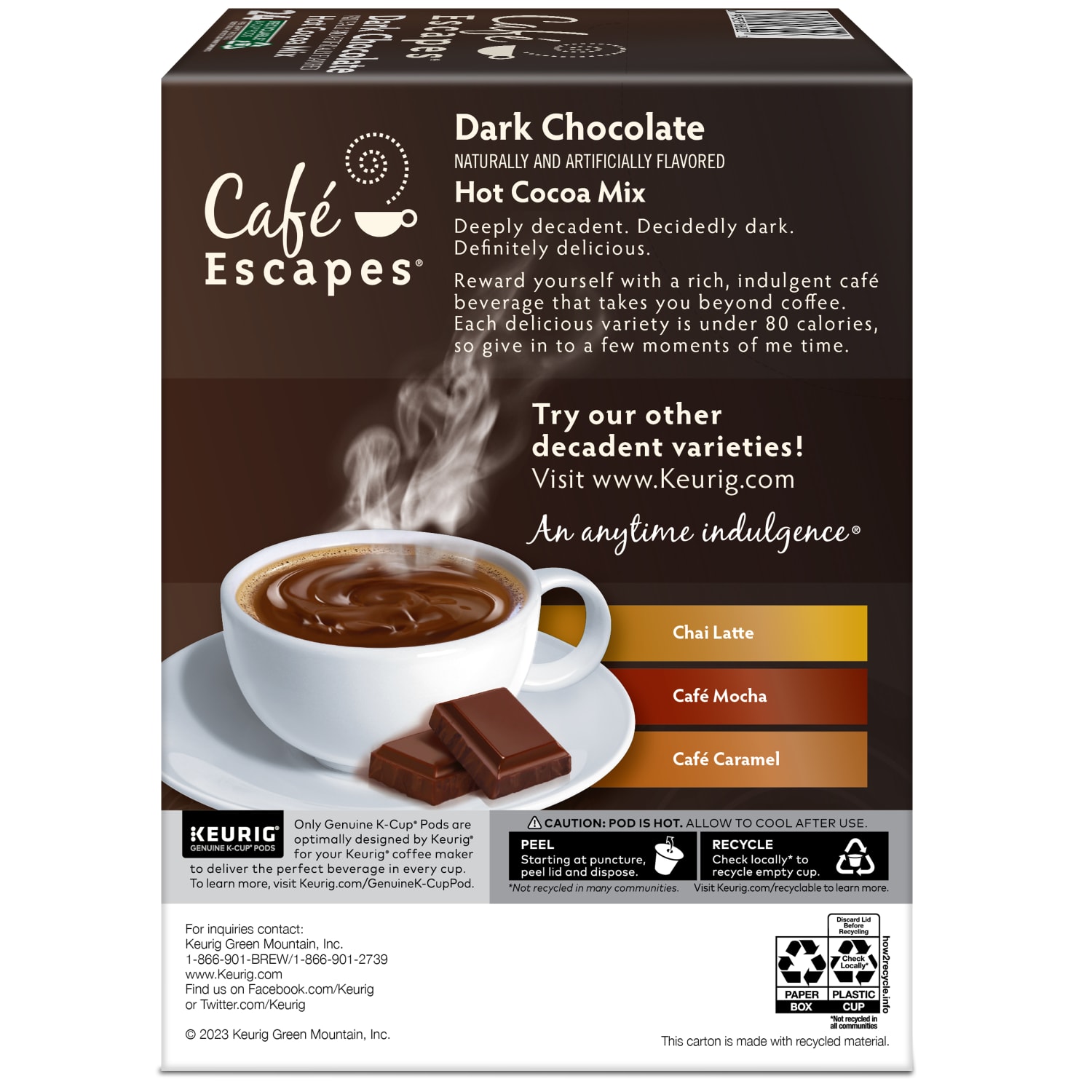 Cafe Escapes Dark Chocolate Hot Cocoa Keurig Single-Serve K-Cup Pods, 24 Pods Per Pack, Case Of 4 Packs - Image 5