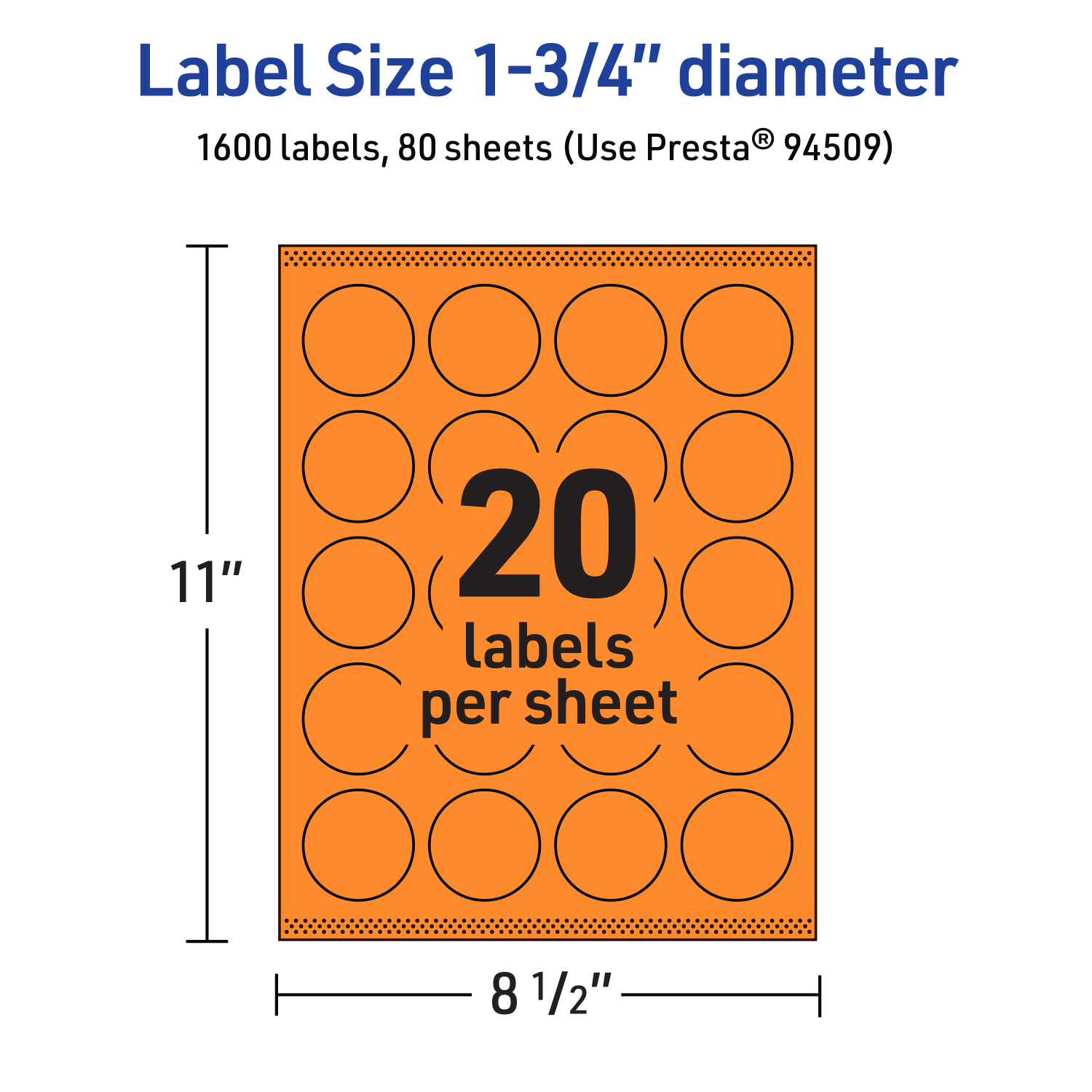 Avery Print-To-The-Edge Labels With Sure Feed Technology And Easy Peel Label Feature, 94509-BOP80, Round, 1-3/4in, Matte Bright Orange, Pack of 1600 - Image 6