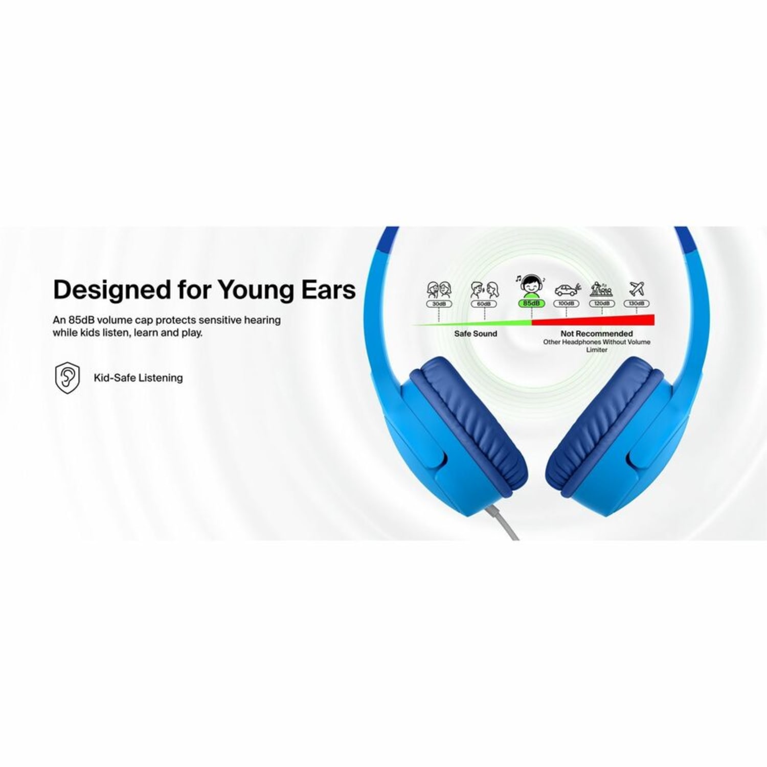 Belkin SoundForm Mini Wired On-Ear Headphones For Kids, Blue - Image 5