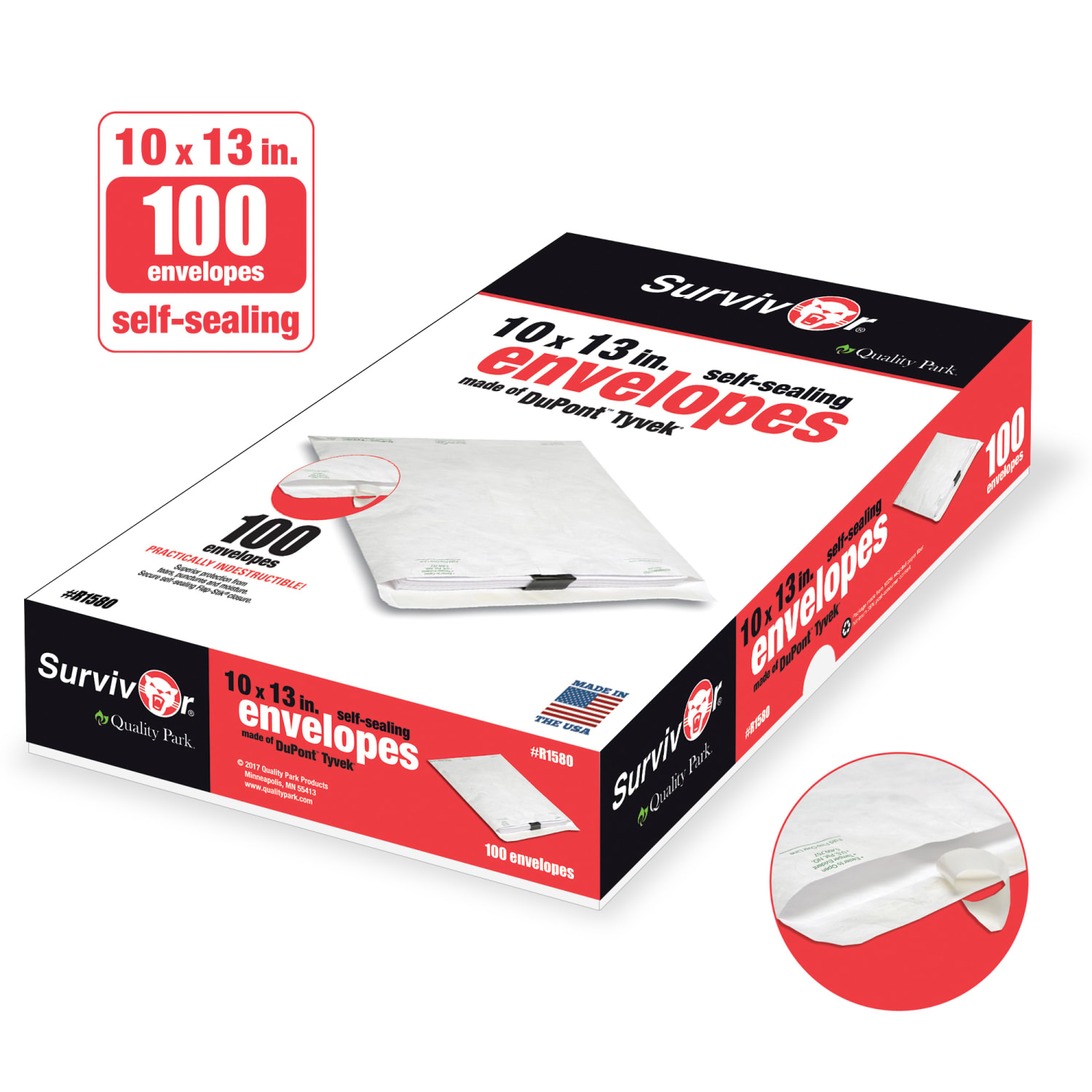 Quality Park Tyvek Envelopes, 10in x 13in, White, Box Of 100 - Image 3