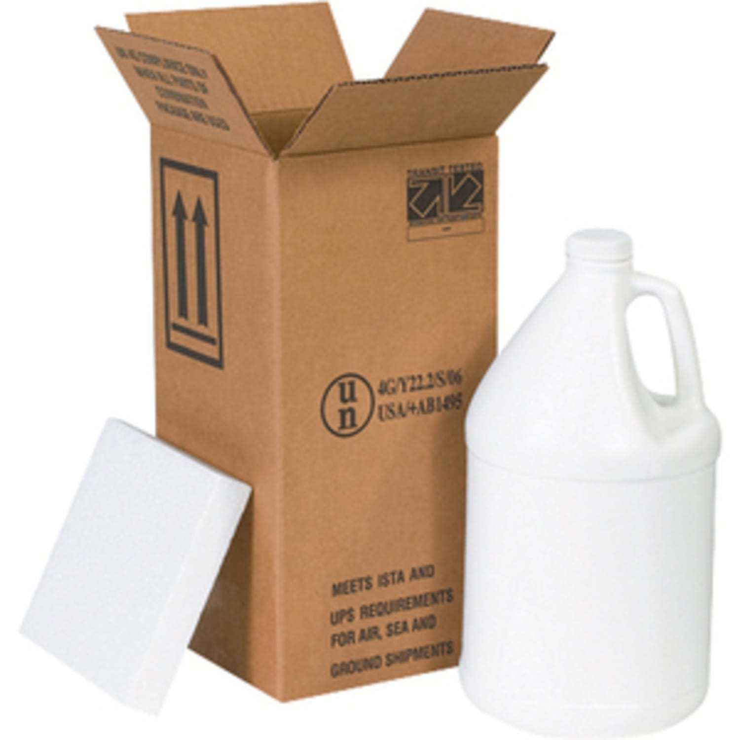 Partners Brand Brand Plastic Jug Shipper Kit, Four 1-Gallon Jugs, 12 1/4inL x 12 1/4inW x 12 3/4inH, Kraft/White - Image 3