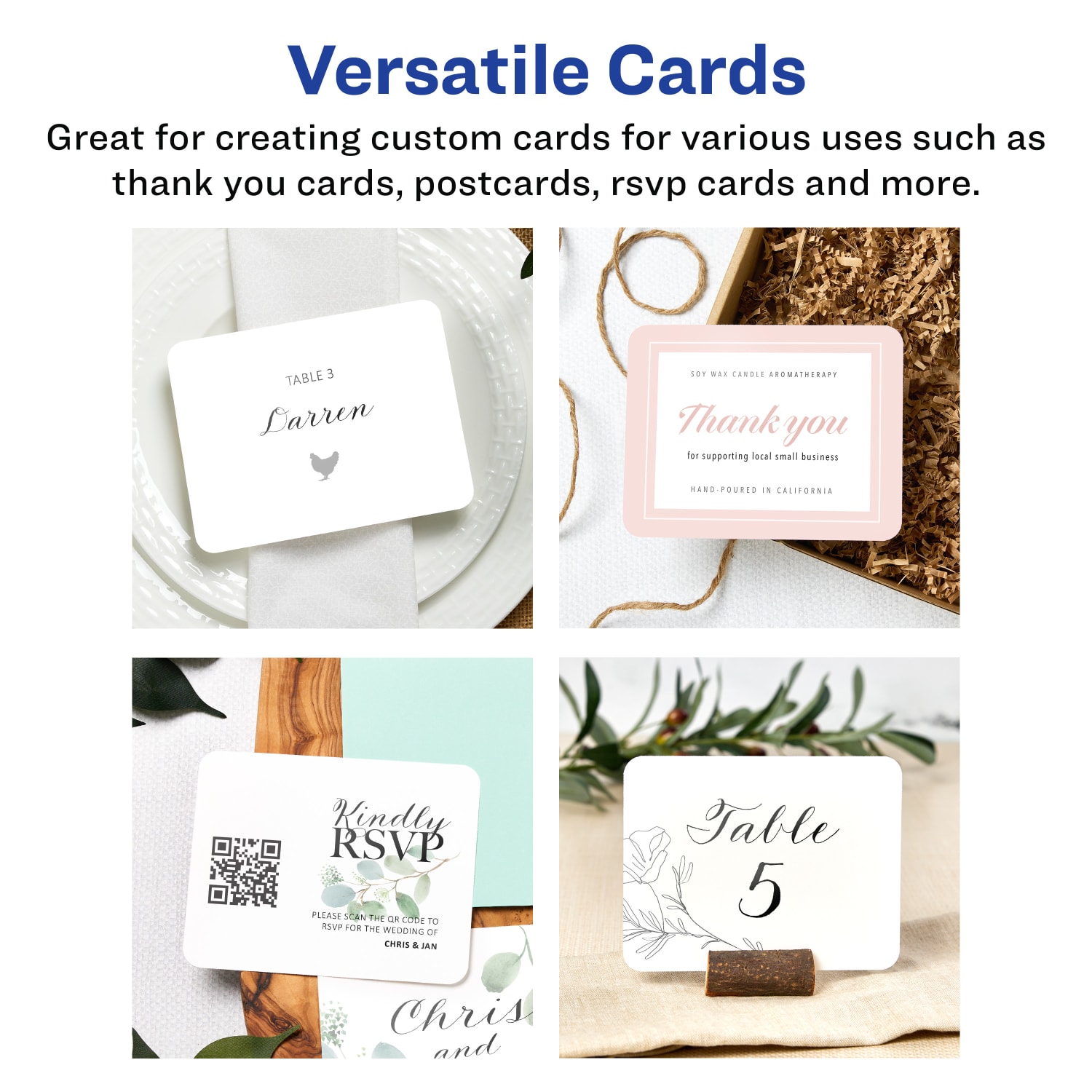 Avery Printable Postcards With Sure Feed Technology, 95276-MWC50, Rectangle Rounded Corner, 4.25in x 5.5in, Matte White, Pack Of 100 - Image 3