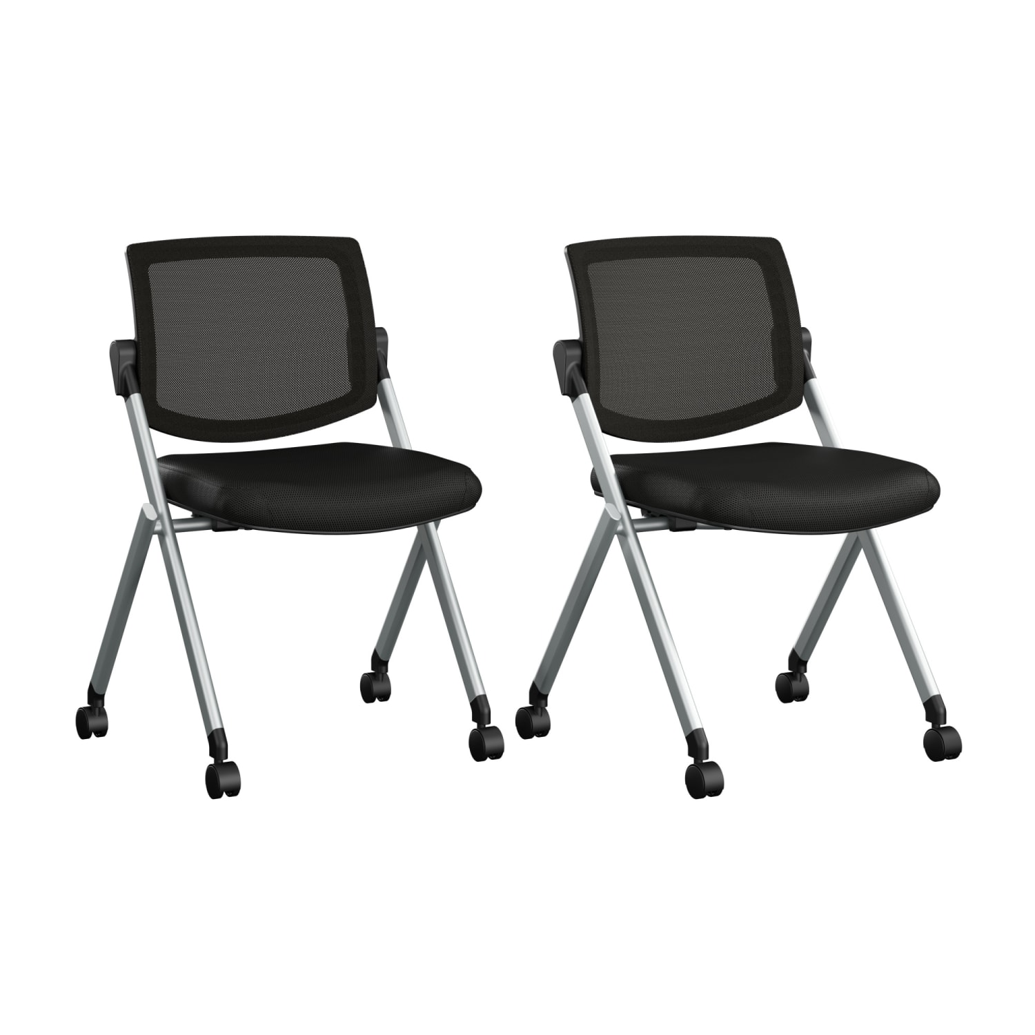 Bush Business Furniture Envision Mesh Mid Back Folding Chairs - Set of 2, Black Nylon, Standard Delivery - Image 3