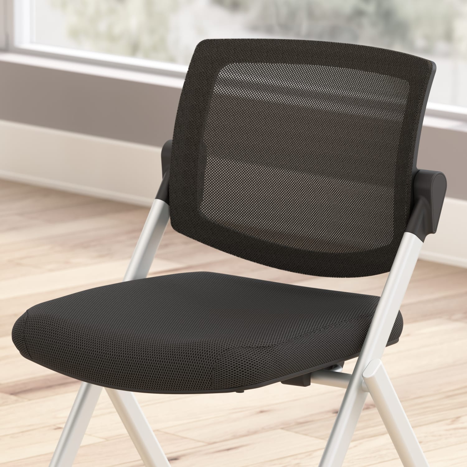 Bush Business Furniture Envision Mesh Mid Back Folding Chairs - Set of 2, Black Nylon, Standard Delivery - Image 6