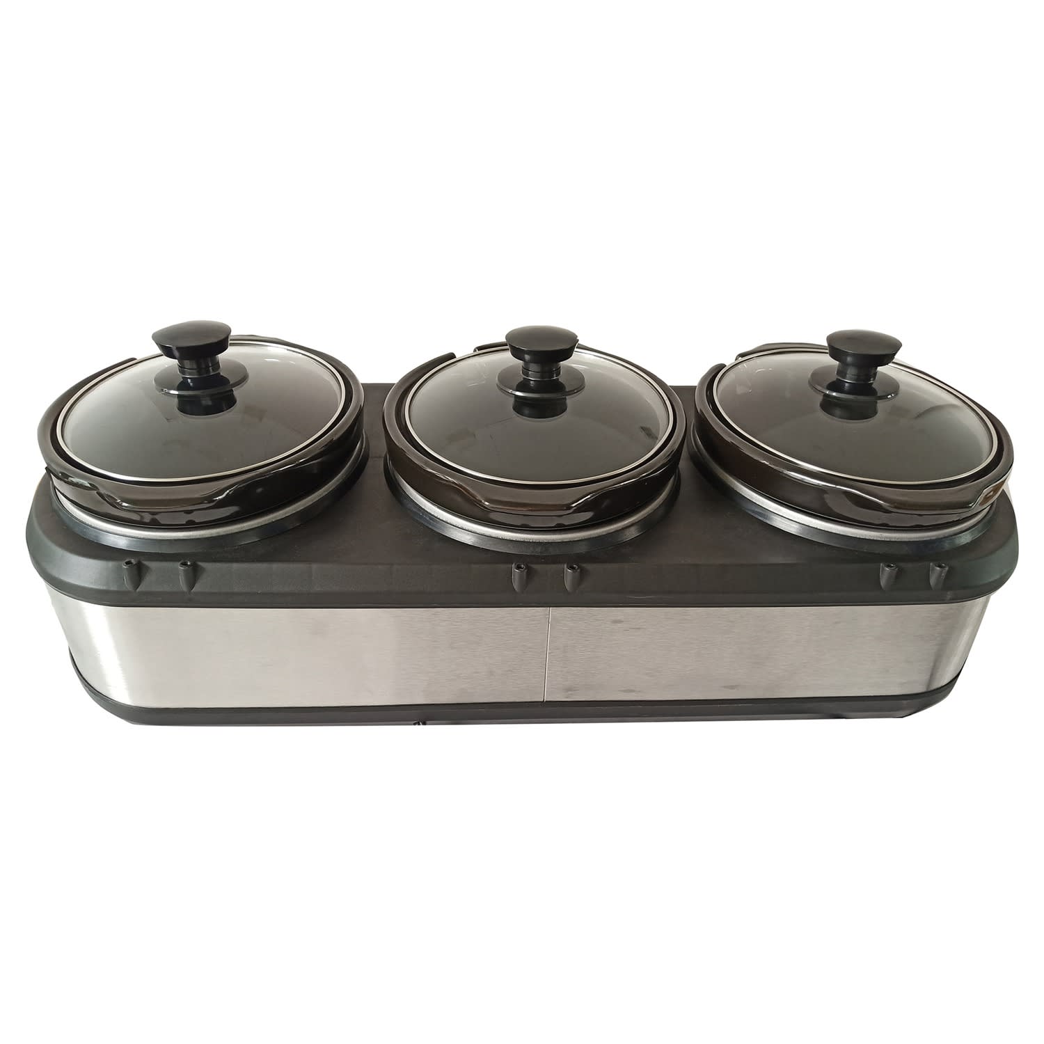 Frigidaire 420W Triple Slow Cooker And Buffet Server With 3-Piece 2.5-Quart Ceramic Pots, Silver - Image 5
