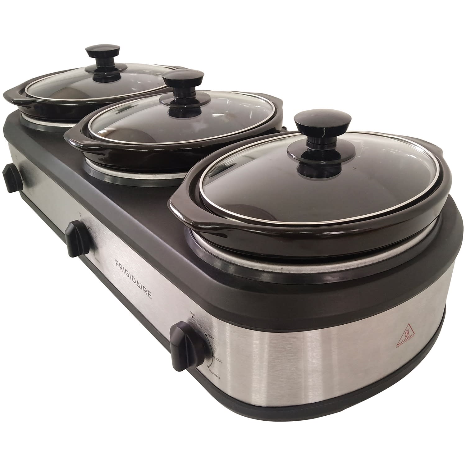 Frigidaire 420W Triple Slow Cooker And Buffet Server With 3-Piece 2.5-Quart Ceramic Pots, Silver - Image 6