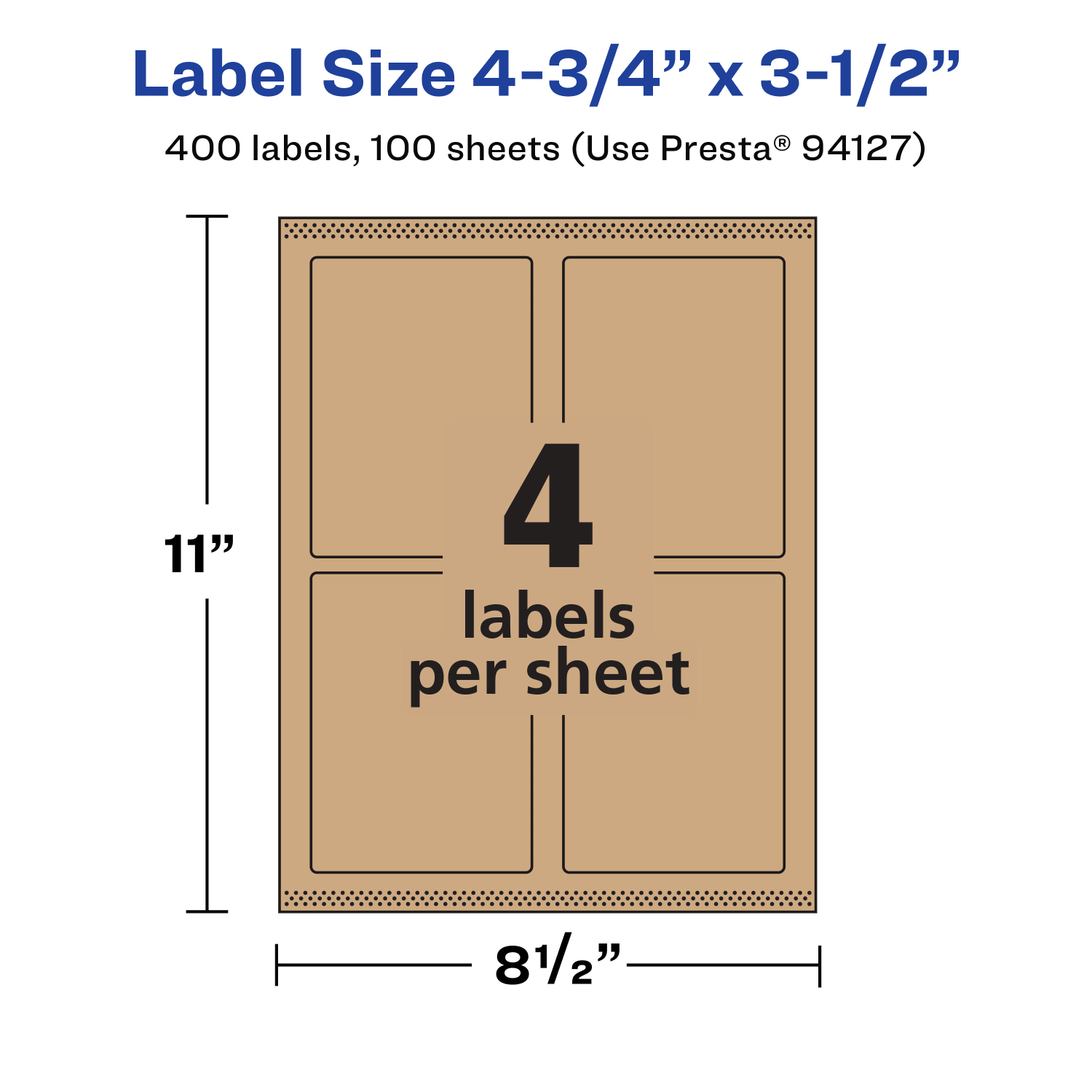 Avery Kraft Permanent Labels With Sure Feed, 94127-KMP100, Rectangle, 4-3/4in x 3-1/2in, Brown, Pack Of 400 - Image 6