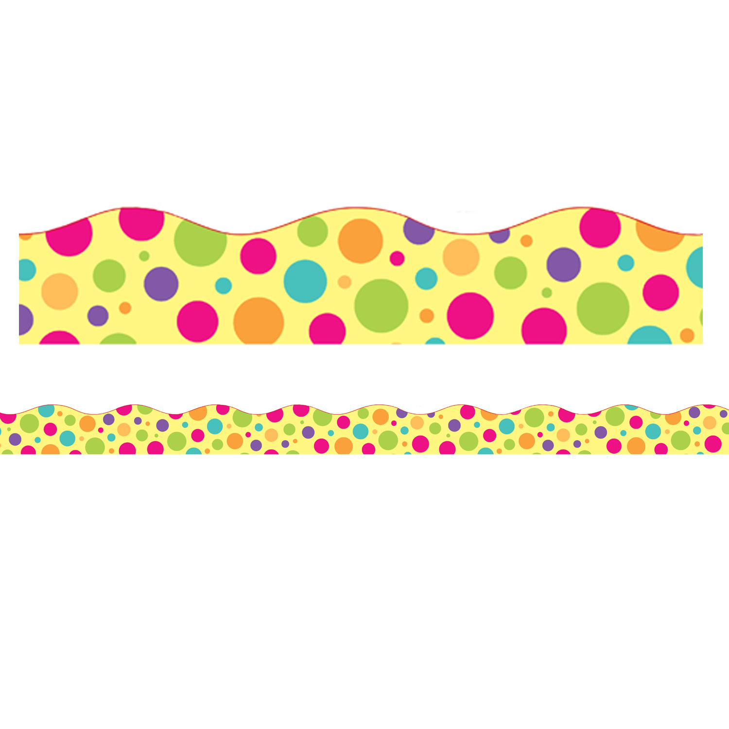 Charles Leonard Scallop Cut Borders/Trims, Colorful Dot, 24' Per Pack, Set Of 2 Packs - Image 3
