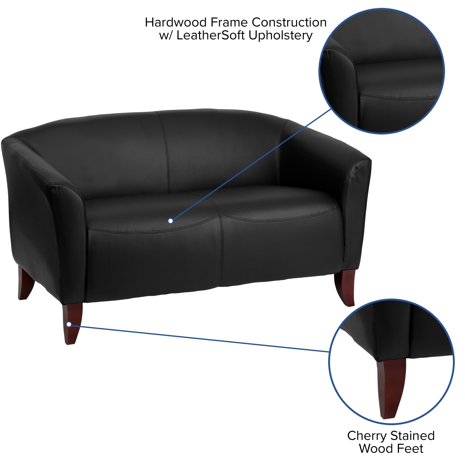 Flash Furniture Hercules Imperial LeatherSoft Faux Leather Loveseat, Black - Image 6