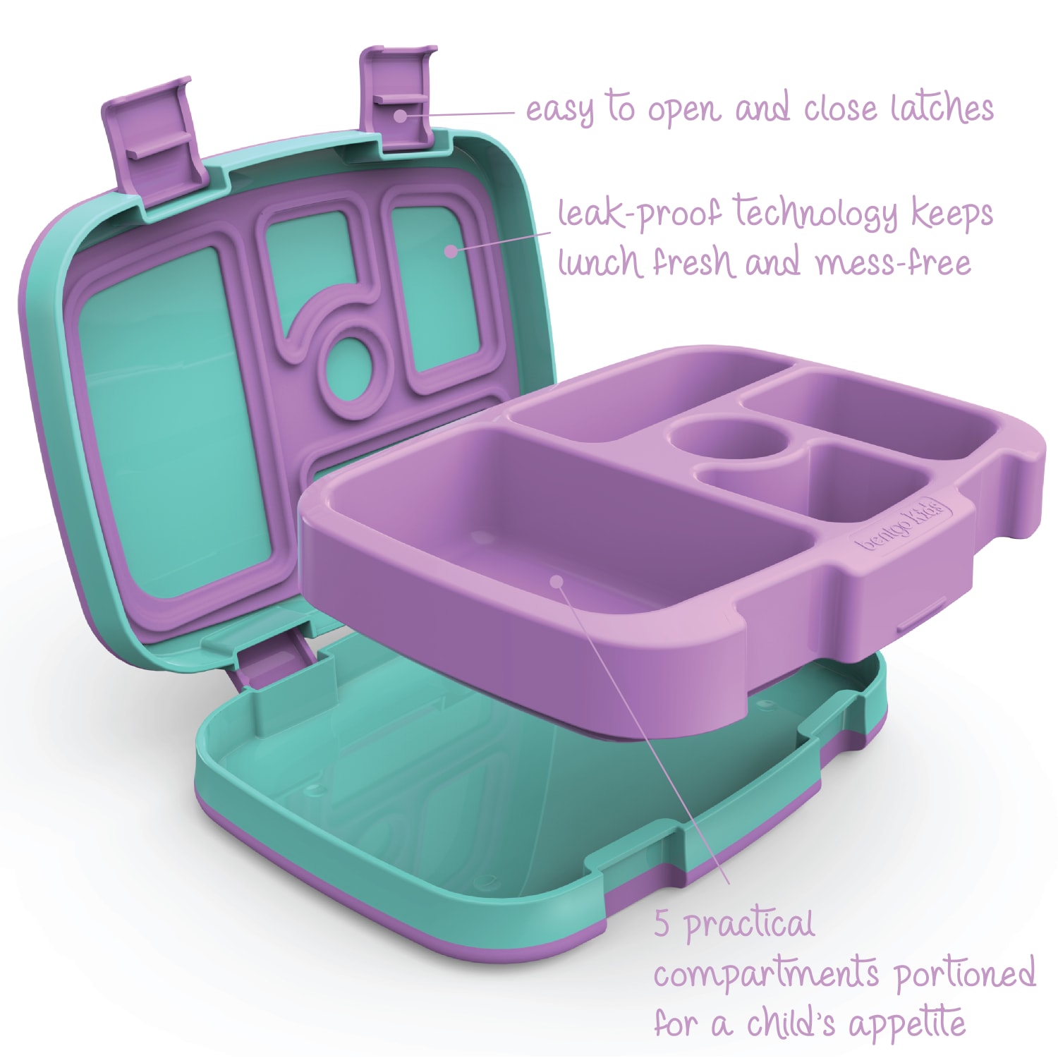 Bentgo Kids Prints 5-Compartment Lunch Box, 2inH x 6-1/2inW x 8-1/2inD, Mermaid Scales - Image 5