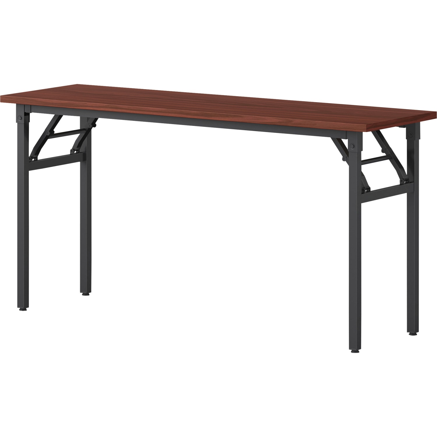 Lorell Folding Melamine Training Table, 30inH x 60inW x 18inD, Black/Mahogany - Image 3
