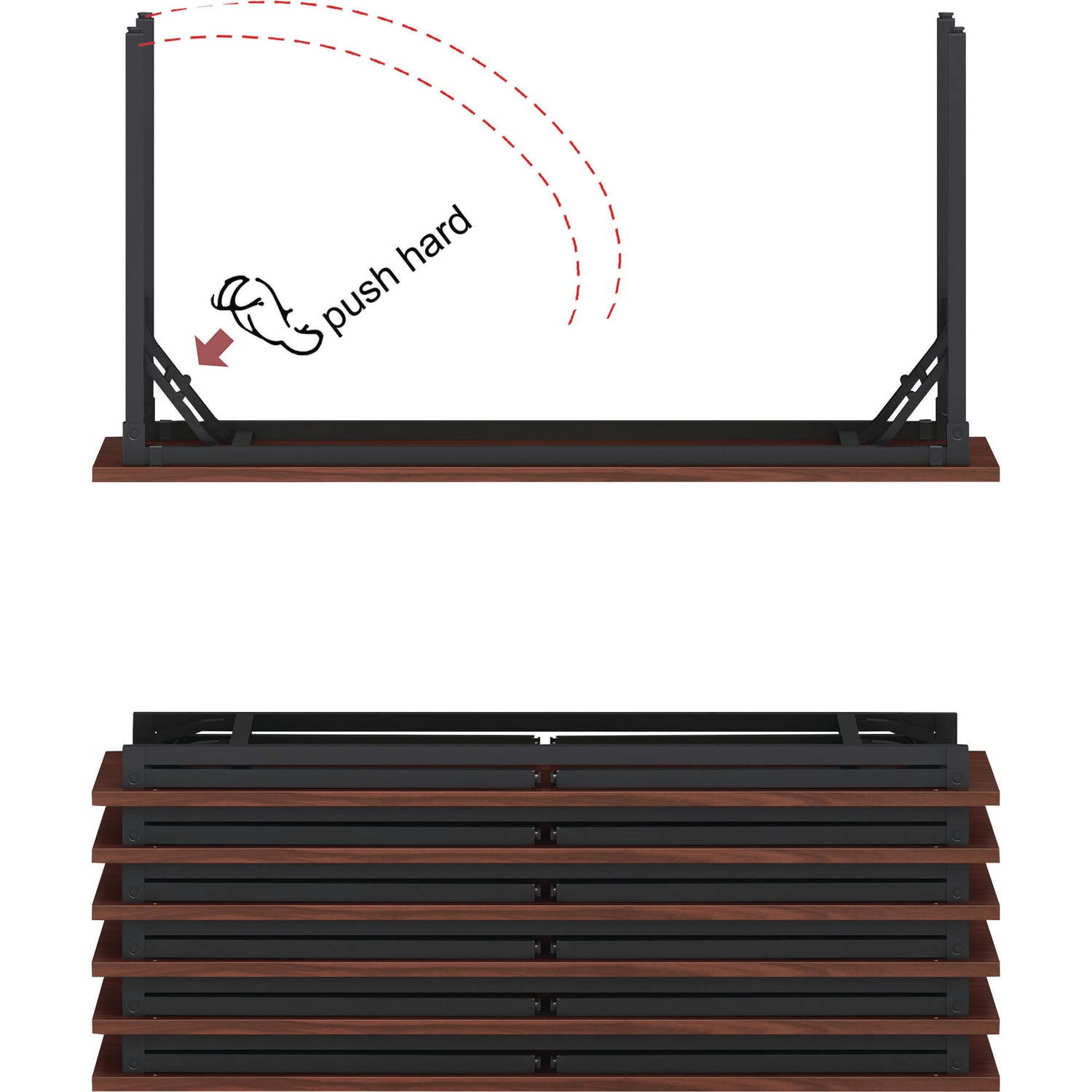 Lorell Folding Melamine Training Table, 30inH x 60inW x 18inD, Black/Mahogany - Image 6