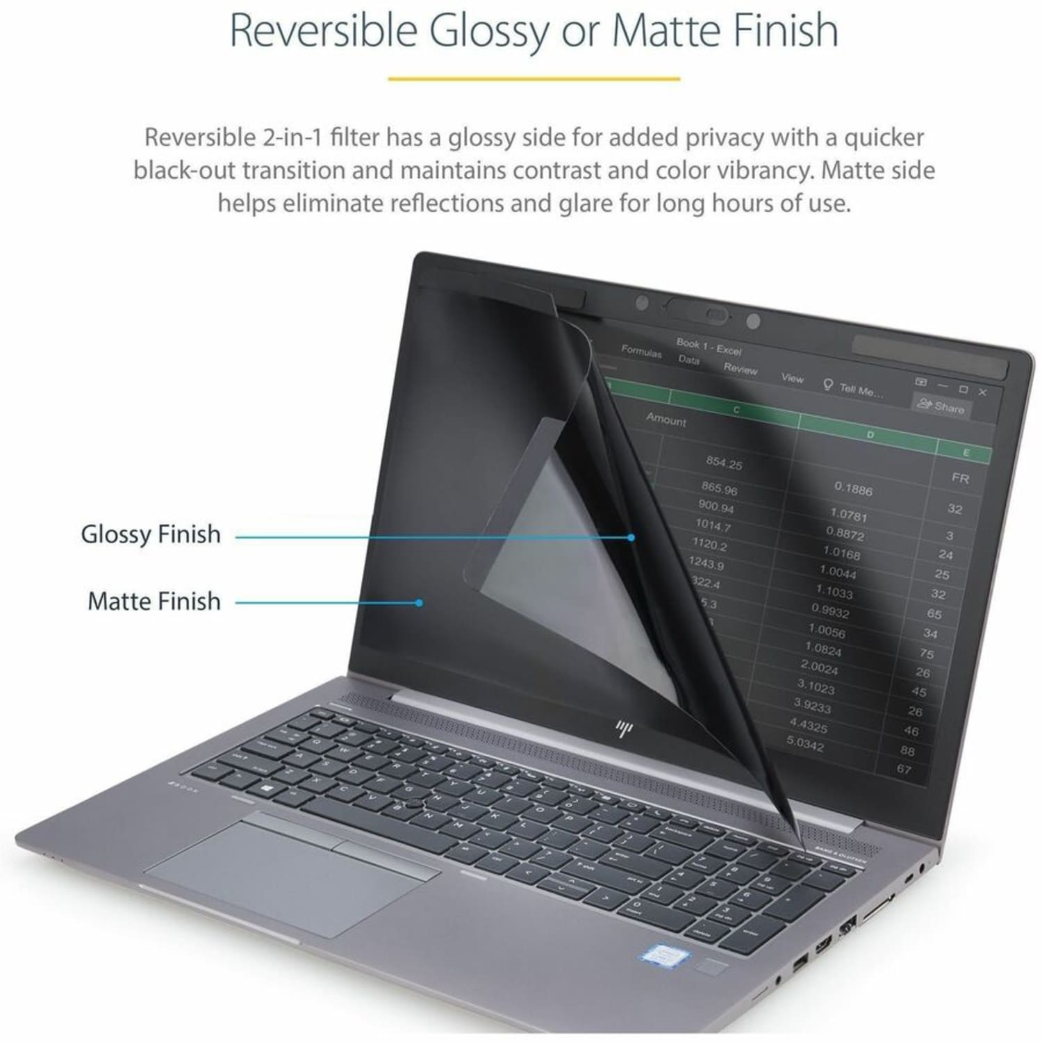 StarTech.com 15 in Laptop Privacy Screen - Matte or Glossy - Magnetic - Laptop Security Screen Filter (PRIVSCNLT15) - Image 4