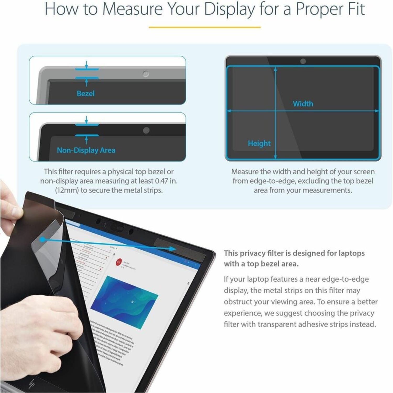 StarTech.com 15 in Laptop Privacy Screen - Matte or Glossy - Magnetic - Laptop Security Screen Filter (PRIVSCNLT15) - Image 6
